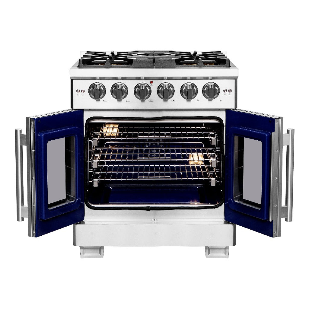 Forno Capriasca 30-inch 4.32 cu. ft. Stainless Steel Freestanding Gas Range with French Doors - Model FFSGS6460 30 | Perfect for Modern Kitchens, Home Chefs & Entertaining