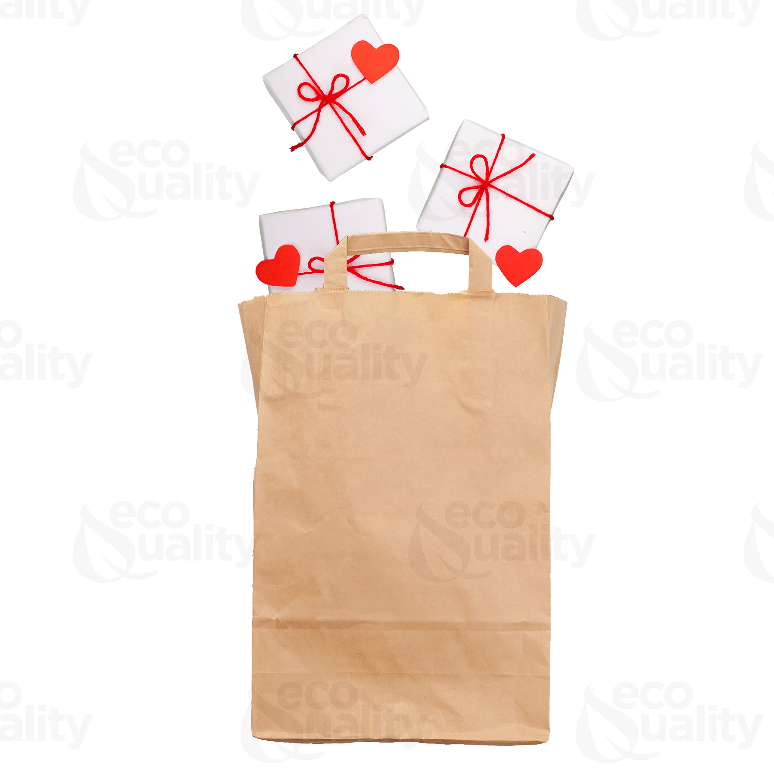 [250 Pack] Medium Kraft Brown Paper Bags with Handles 10