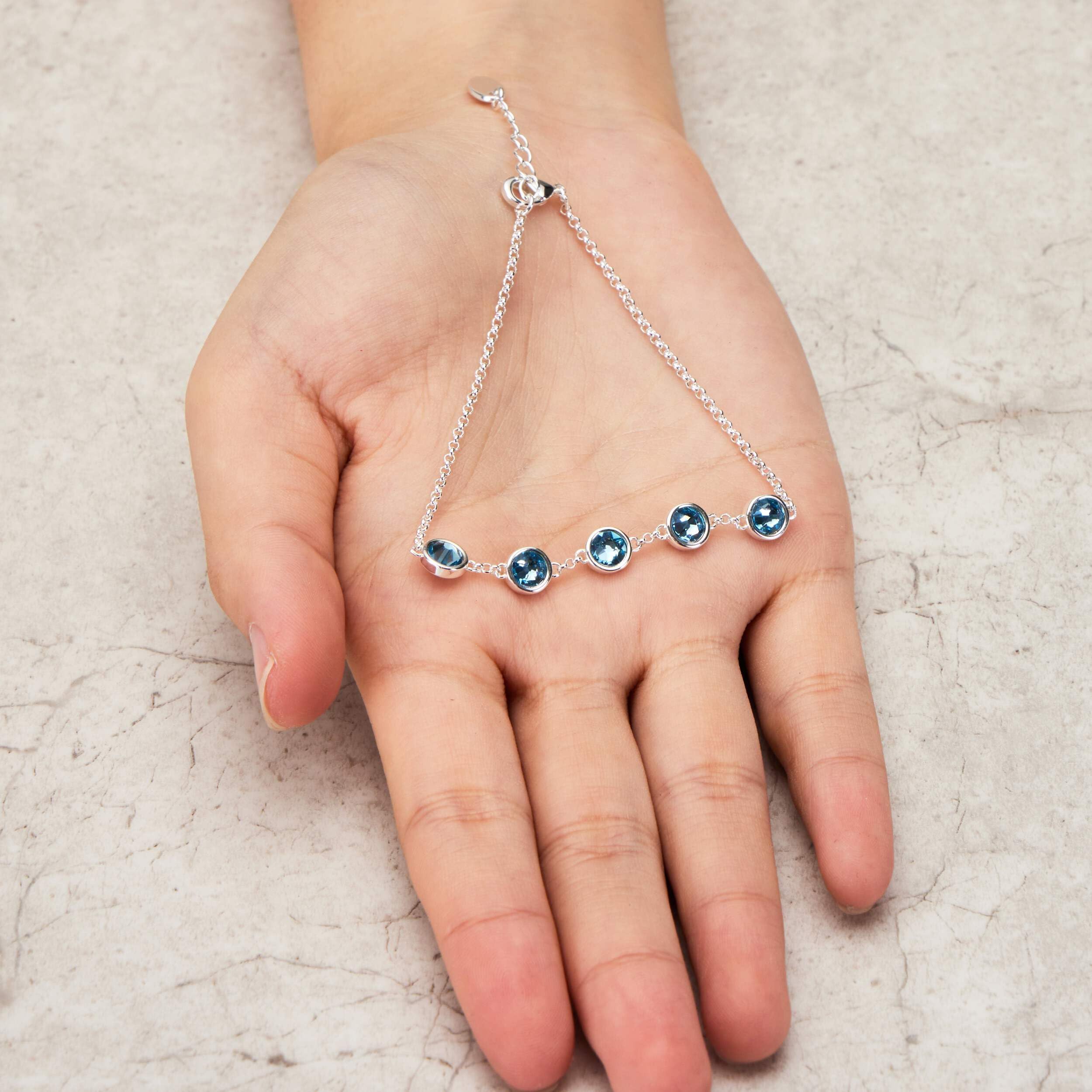 Philip Jones Zircondia Crystal Bracelet - Elegant Light Blue for Parties & Gifts