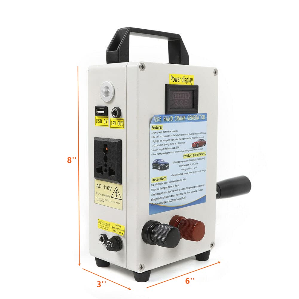 150W Hand Crank Emergency Power Generator with USB Charger - Portable Outdoor Camping Gear for Phone Charging, Survival Kits & Emergency Power Supply (Perfect for Camping, Hiking, Blackouts & Natural Disasters)