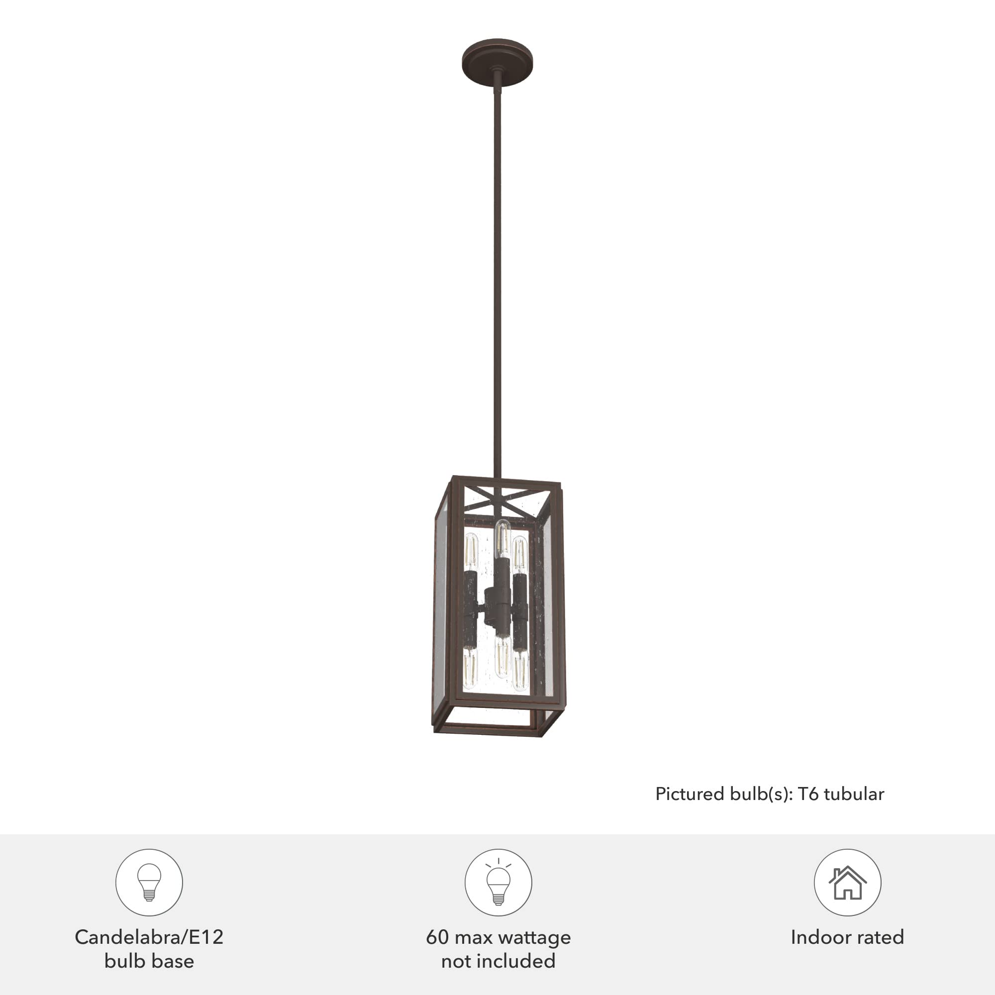 Hunter Fan Company 19975 Felippe Pendant Light - Modern Onyx Bengal Glass Shade with Brushed Nickel Finish | Perfect for Kitchen Island, Dining Room, and Entryway Lighting