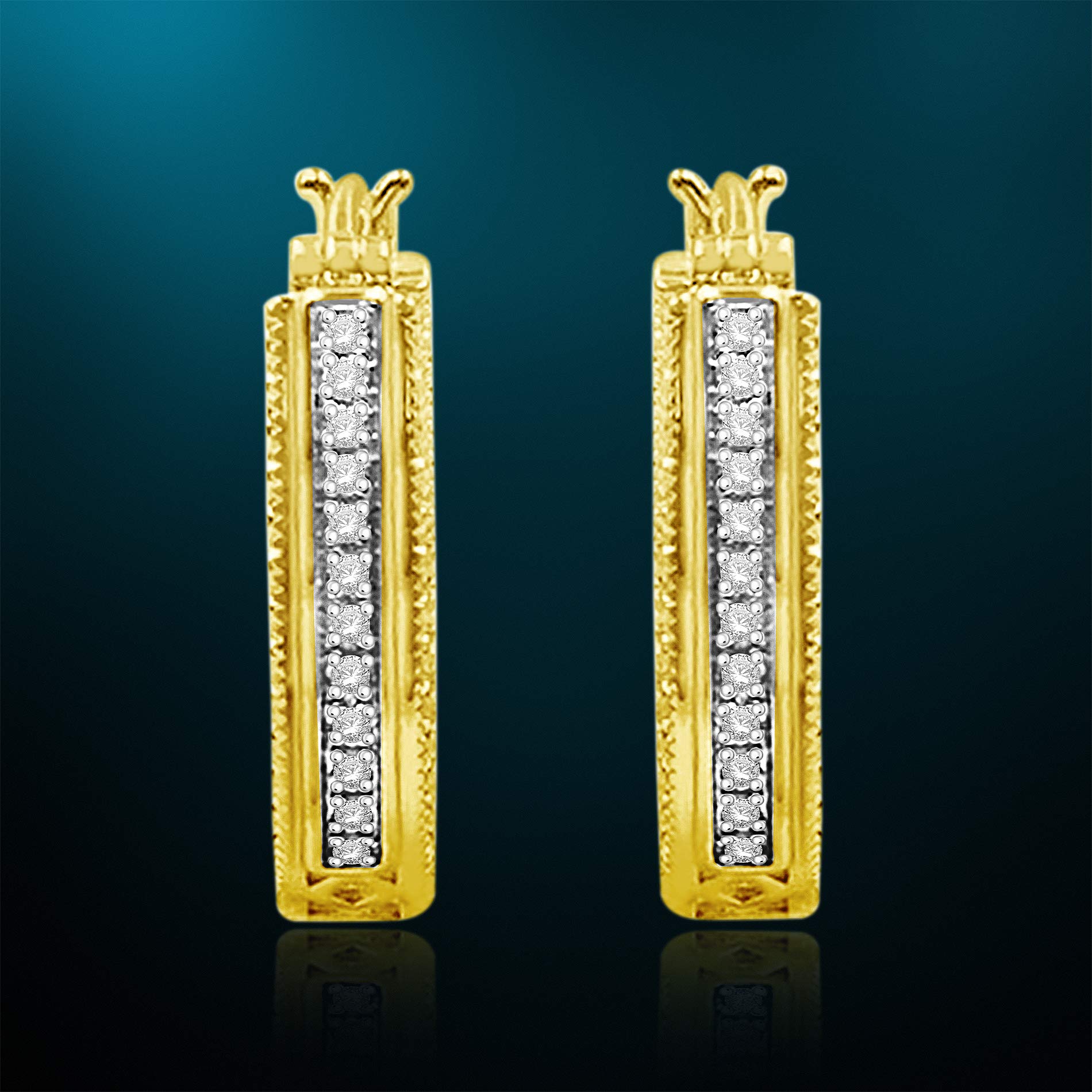Natalia Drake 1/10 Cttw Diamond Filigree Hoop Earrings - 925 Sterling Silver Women's Jewelry for Everyday Wear & Special Occasions