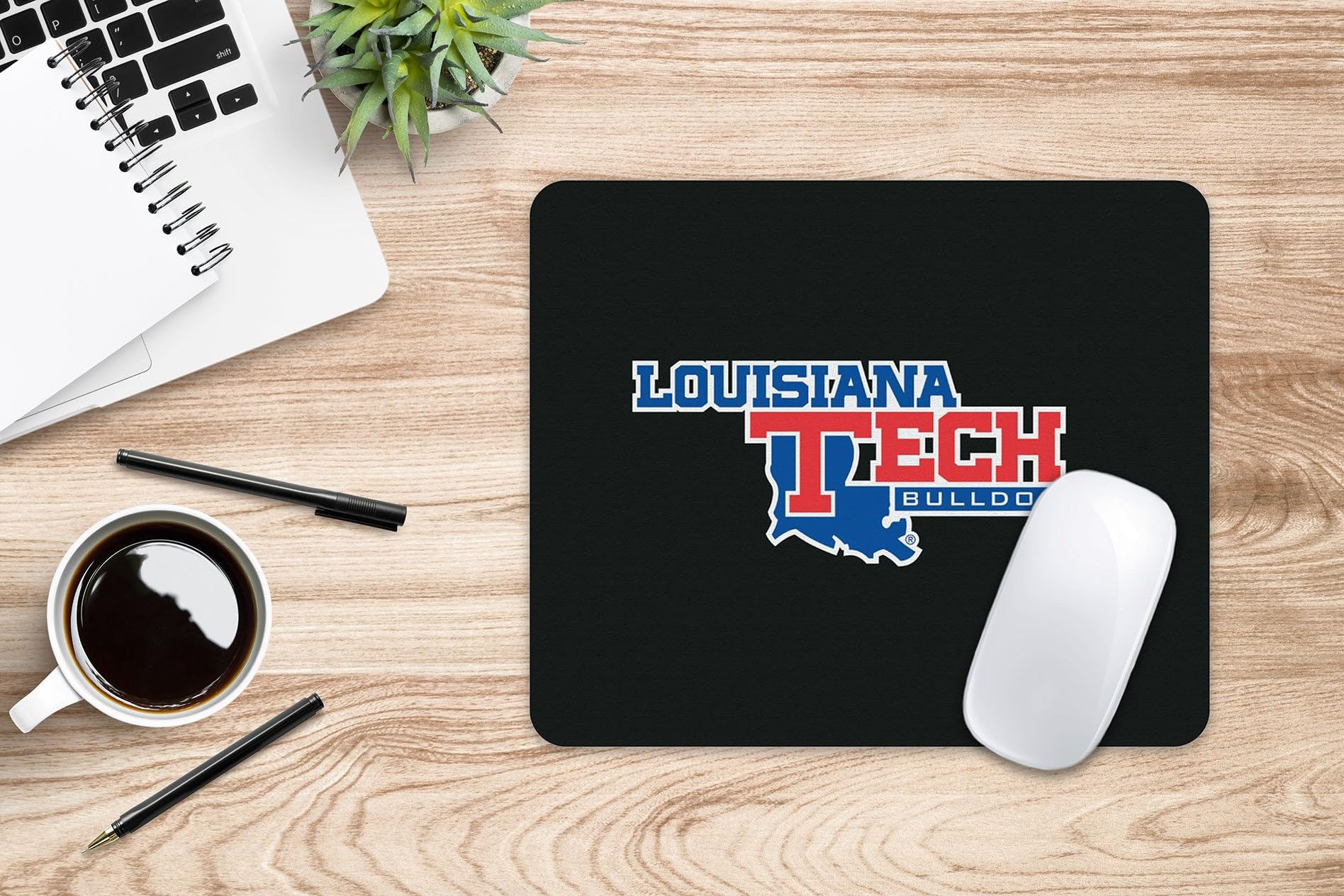 OTM Essentials Louisiana Tech University Standard Fabric Mouse Pad - Non-Slip Desk Accessory for Gaming & Office Work - Mascot Repeat V1 Design - Perfect for Students, Gamers & Professionals