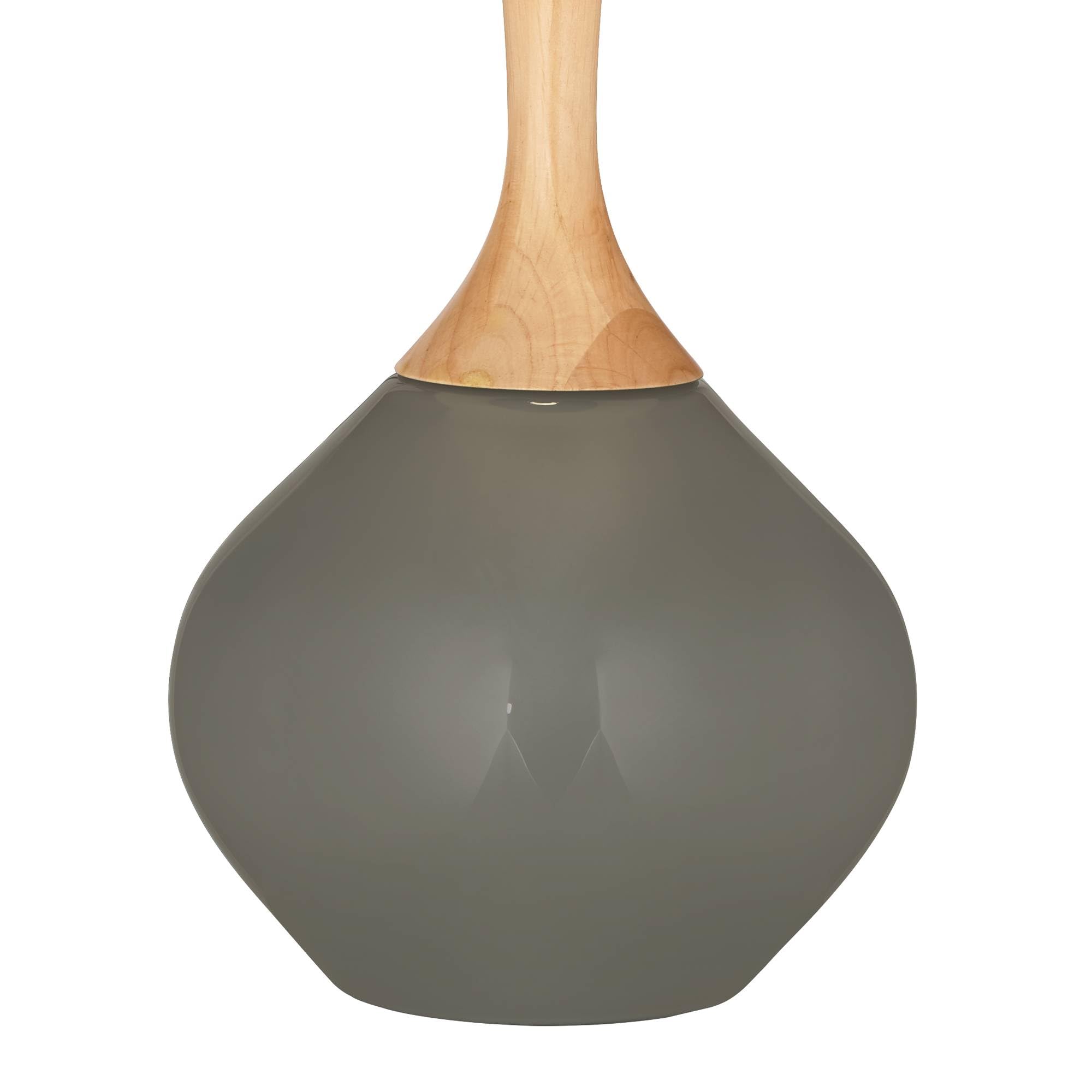 Color + Plus Gauntlet Gray Natural Linen Drum Shade Wexler Table Lamp - Modern Home Office Bedroom Lighting Decor