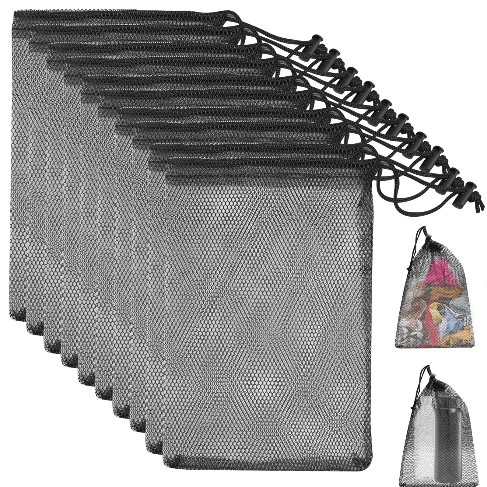 10PCS Nylon Mesh Drawstring Bags Set - Delicates Laundry Bags for Washing Machine, Small Gym Bags for Basketball Volleyball Football - Perfect for Travel, Sports & Organizing Jewelry, Underwear & Socks
