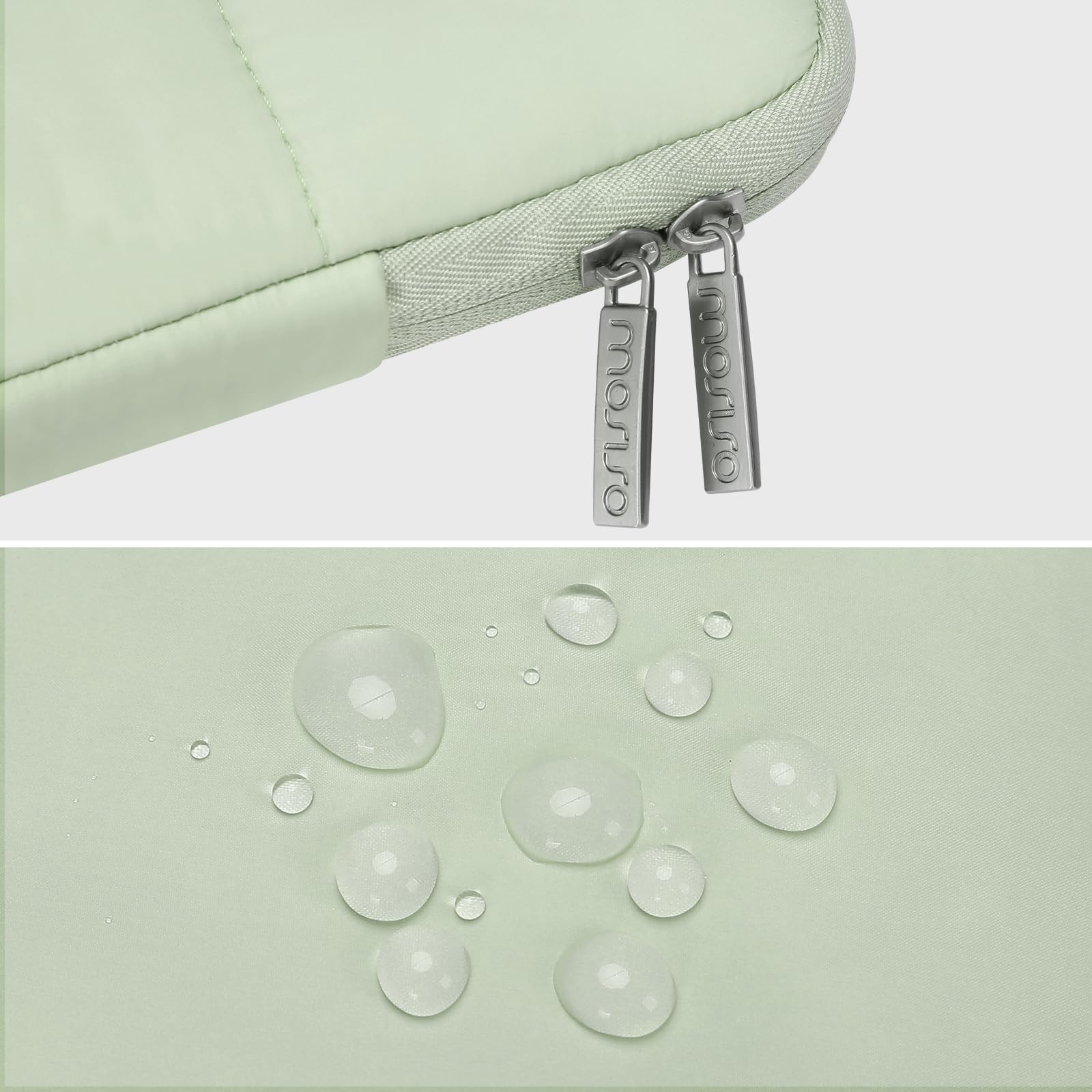 MOSISO 15-15.6 Inch Laptop Sleeve Case - Puffy Protective Cover Compatible with MacBook Pro 16 M4/M3/M2/M1, HP, Dell, ASUS, Lenovo Notebooks - Quilted Rectangle Puffer Computer Bag for Women & Men (Sage Green) - Perfect for Work, School, Travel & Daily Commute