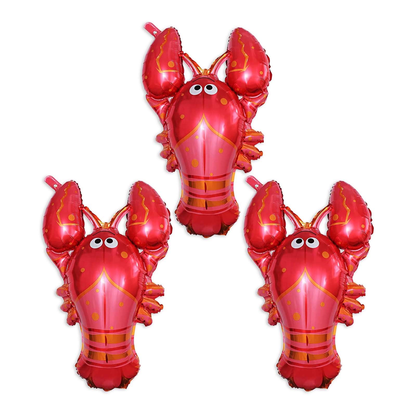 3pcs Lobster Balloons - Helium Foil Sea Animal Balloons for Birthday, Wedding & Under The Sea Party Decorations | Ocean Theme Party Supplies, Baby Shower Decor, Nautical Birthday Party