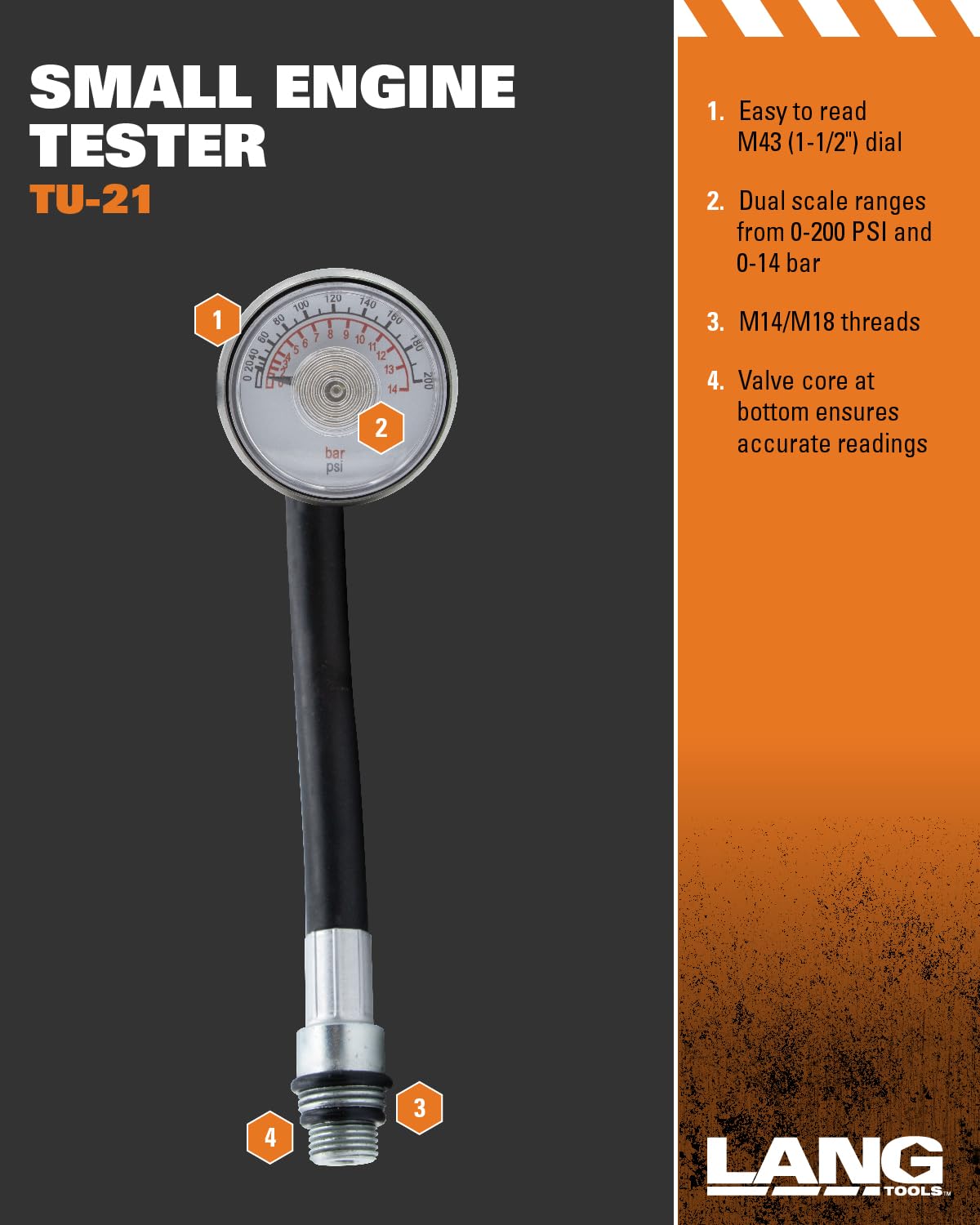 A & E HAND TOOLS - TU30A Compression Test Kit for Automotive Engines | Professional Diagnostic Tool for Car, Truck & Motorcycle Repair | Perfect for Mechanics & DIY Enthusiasts