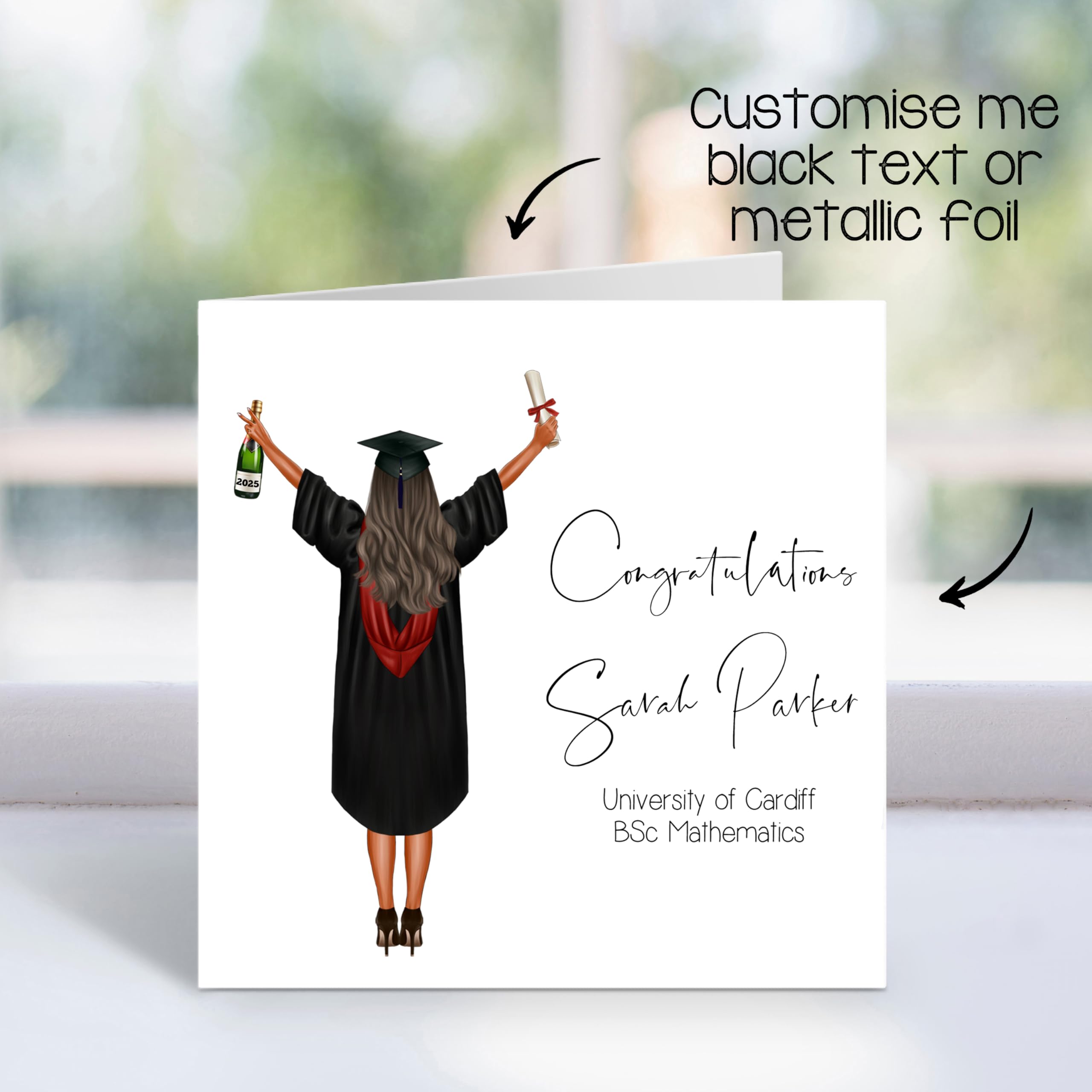 Personalized Graduation Card for Her - Custom Graduation Greeting Card with Name - Perfect for College, High School Graduation Gifts & Celebrations