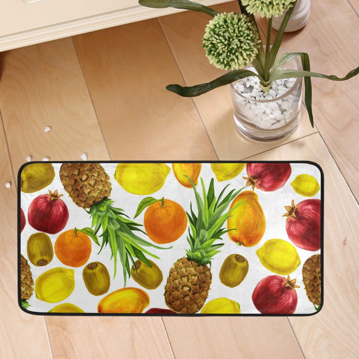 Non-Slip Watercolor Fruit Kitchen Rug - 20x20 Inch Cushioned Anti-Fatigue Floor Mat, Washable for Dining Room, Dorm & Bedroom Decor | Perfect for Kitchen, Office Chair & Home Use
