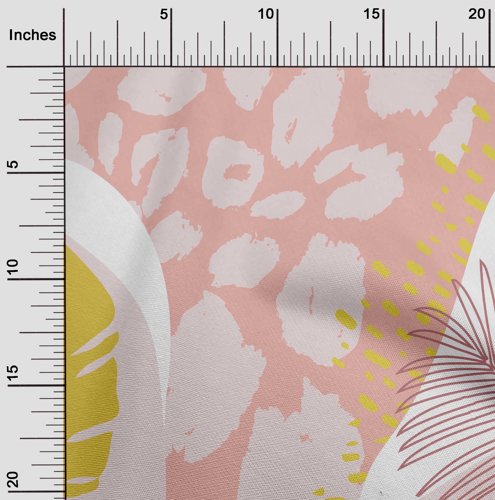 oneOone Velvet Rose Pink Fabric - Tropical Abstract Leaves Print Dress Material - 58 Inch Wide by The Yard - Perfect for Boho Dresses, Summer Tops & Home Decor Projects