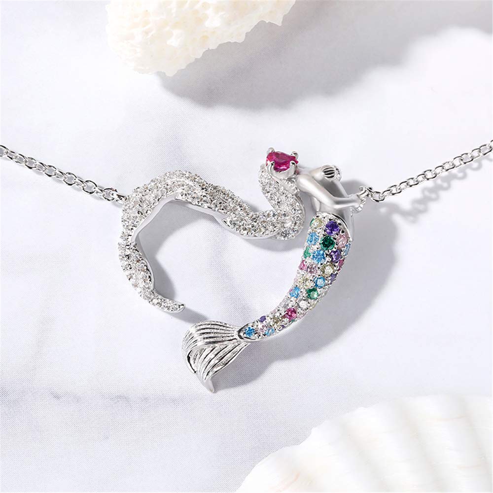 Jeulia Sterling Silver Mermaid Pendant Necklace for Women - Elegant Ocean-Themed Jewelry Gift for Girlfriend, Wife, Valentine's Day & Birthday - Comes with Jewelry Box | Perfect for Beach Vacations, Romantic Dates & Special Occasions