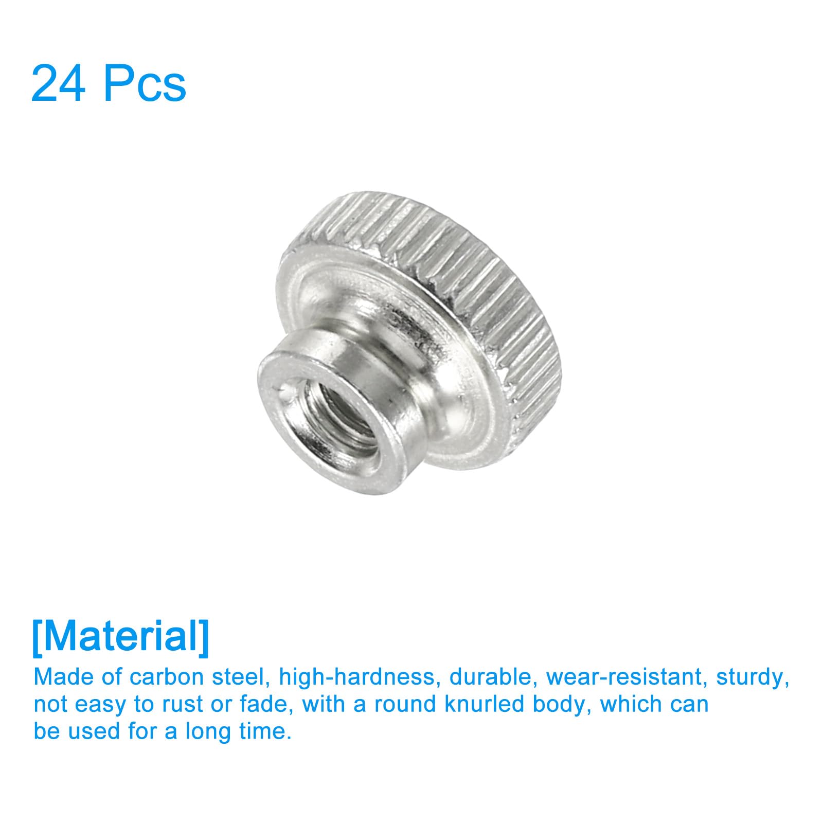 24Pcs M4 Carbon Steel Knurled Thumb Nuts - High Head Through Hole Fasteners for 3D Printer Parts, DIY Projects & Mechanical Repair (Silver) - Perfect for Easy Hand Tightening & Quick Adjustments