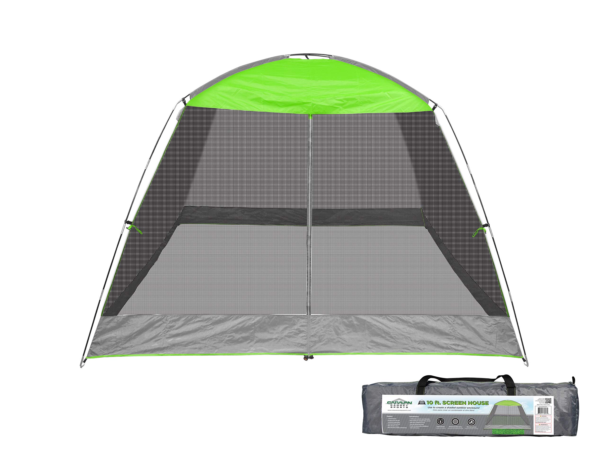 10x10 Feet Lime Green Sports Caravan Canopy Screen House Shelter - Portable Outdoor Tent for Camping, Picnics, Beach & Backyard Parties (Model: 81018013320)