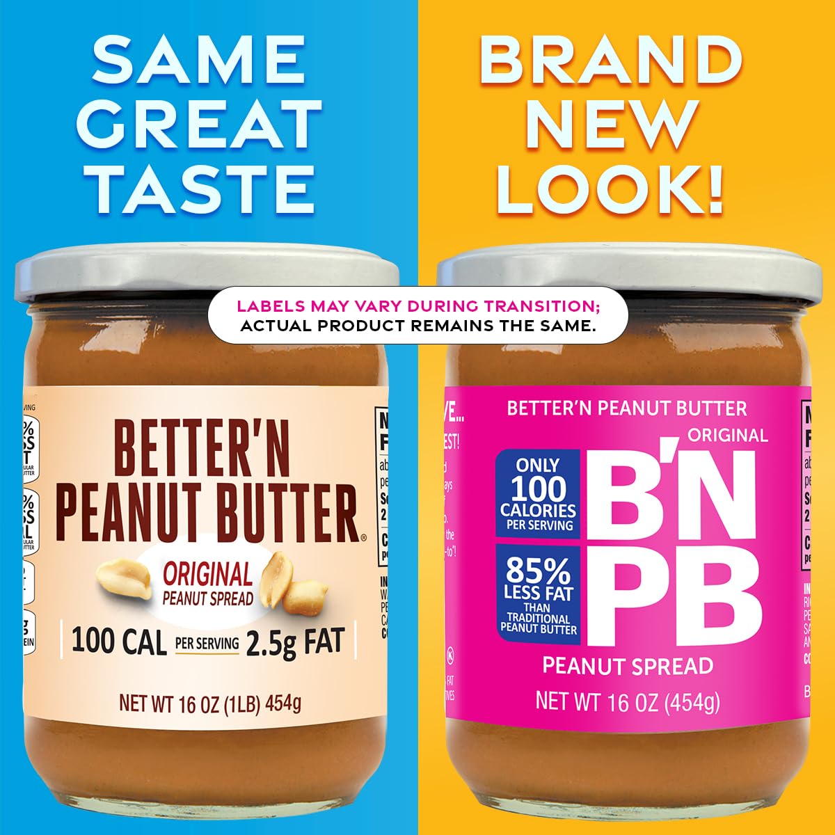 Better'n Peanut Butter Low Fat Spread Variety Pack - Gluten Free, Dairy Free, Low Calorie - Original, Banana & Chocolate Flavors (3 Pack, 16 oz Glass Jars) - Perfect for Healthy Snacks, Smoothies & Baking