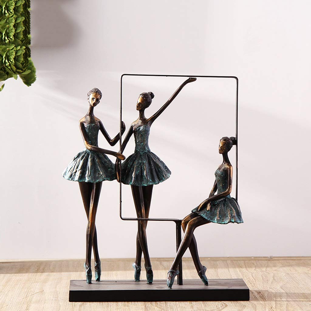 SHUNFAYOUXIANGS Modern Abstract Ballet Girl Statue - Handcrafted Resin Sculpture for Home & Office Decor - Elegant Metal Artwork Gift for Jewelry Stores, Dance Studios & Interior Design - Perfect for Living Room, Bedroom or Workspace Decoration