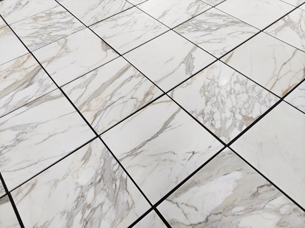 Premium Calacatta Gold Marble Tile 24x24 Inches - Polished Porcelain Floor & Wall Tile for Kitchen, Bathroom, and Luxury Home Decor