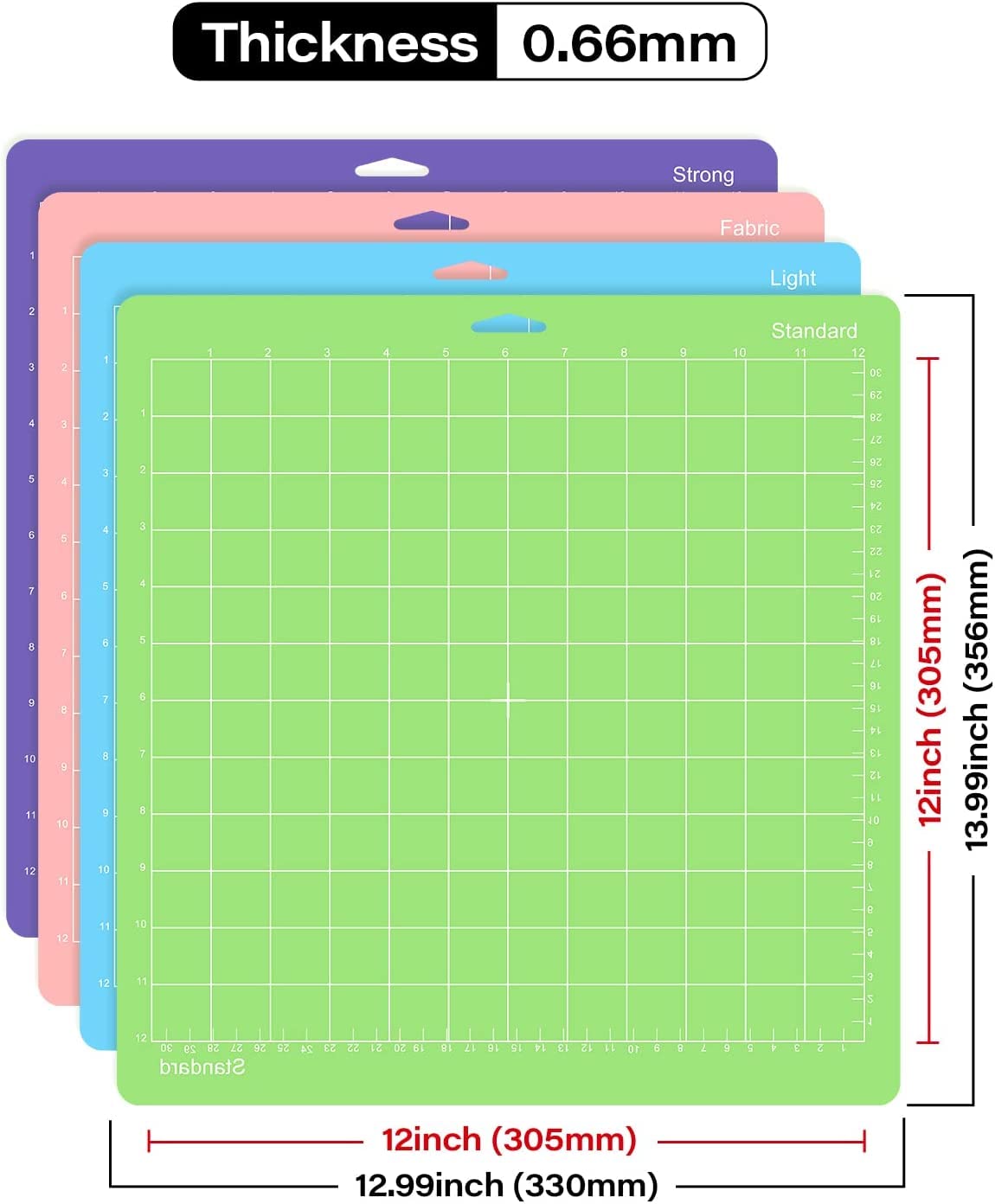 Premium 8-Pack 12x12 Cutting Mats for Cricut Maker 3, Maker, Explore 3, Air 2, Air & One - VarietyGrip Self-Healing Replacement Mats with Adhesive Backing (Green/Blue/Purple/Pink) - Perfect for DIY Crafts, Scrapbooking & Vinyl Projects