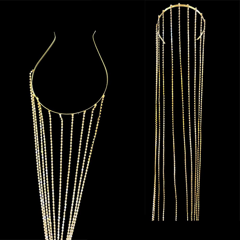 Sparkling Rhinestone Tassel Hair Chain Headband for Women | Crystal Wedding Bridal Hair Accessories | Elegant Party Hair Jewelry | Perfect for Weddings, Prom, Parties & Special Occasions