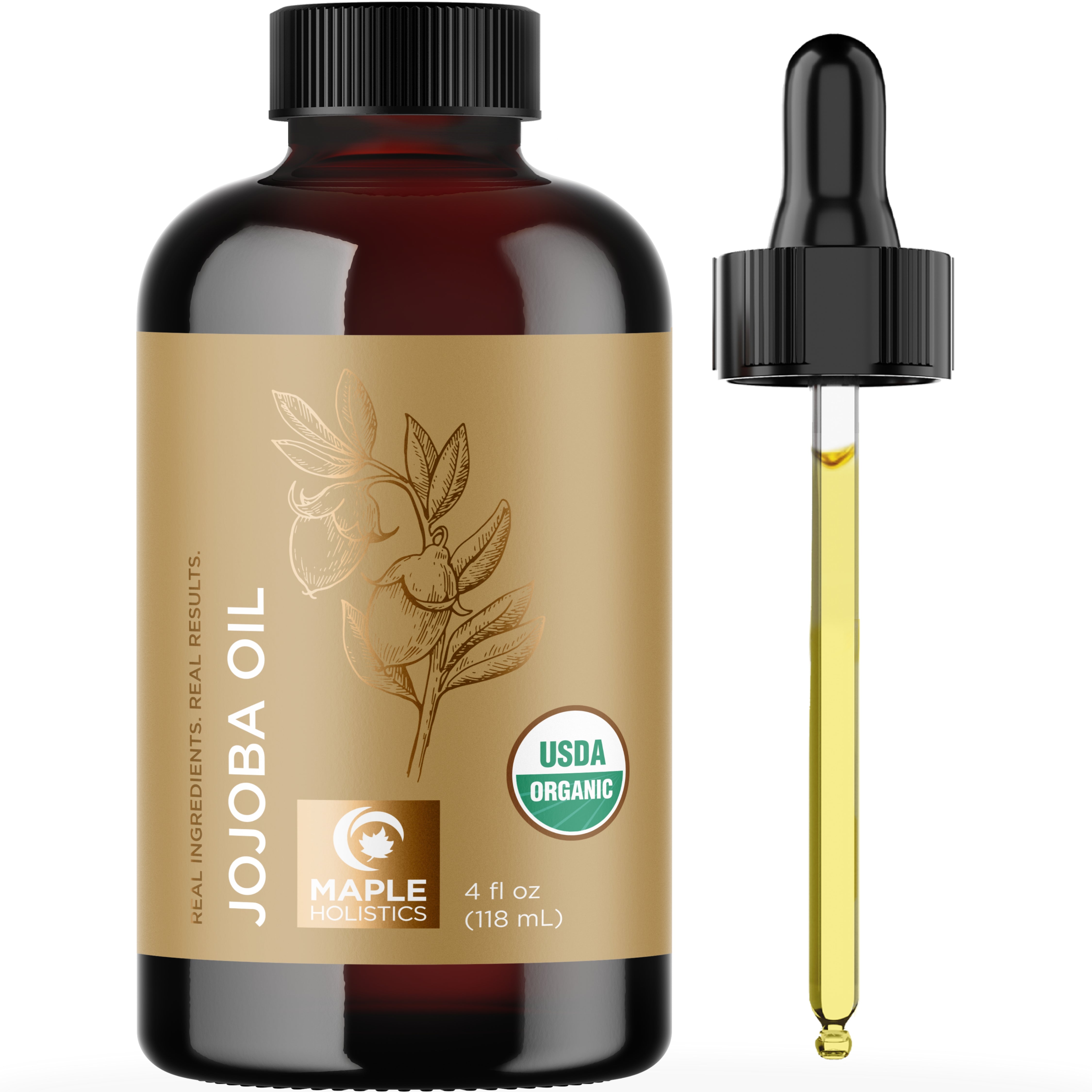 Pure Organic Jojoba Oil for Hair & Skin - 100% Natural Cold Pressed Moisturizer - Perfect for Face, Body & Scalp Care - Hydrating & Nourishing Treatment for Dry Skin & Hair Growth