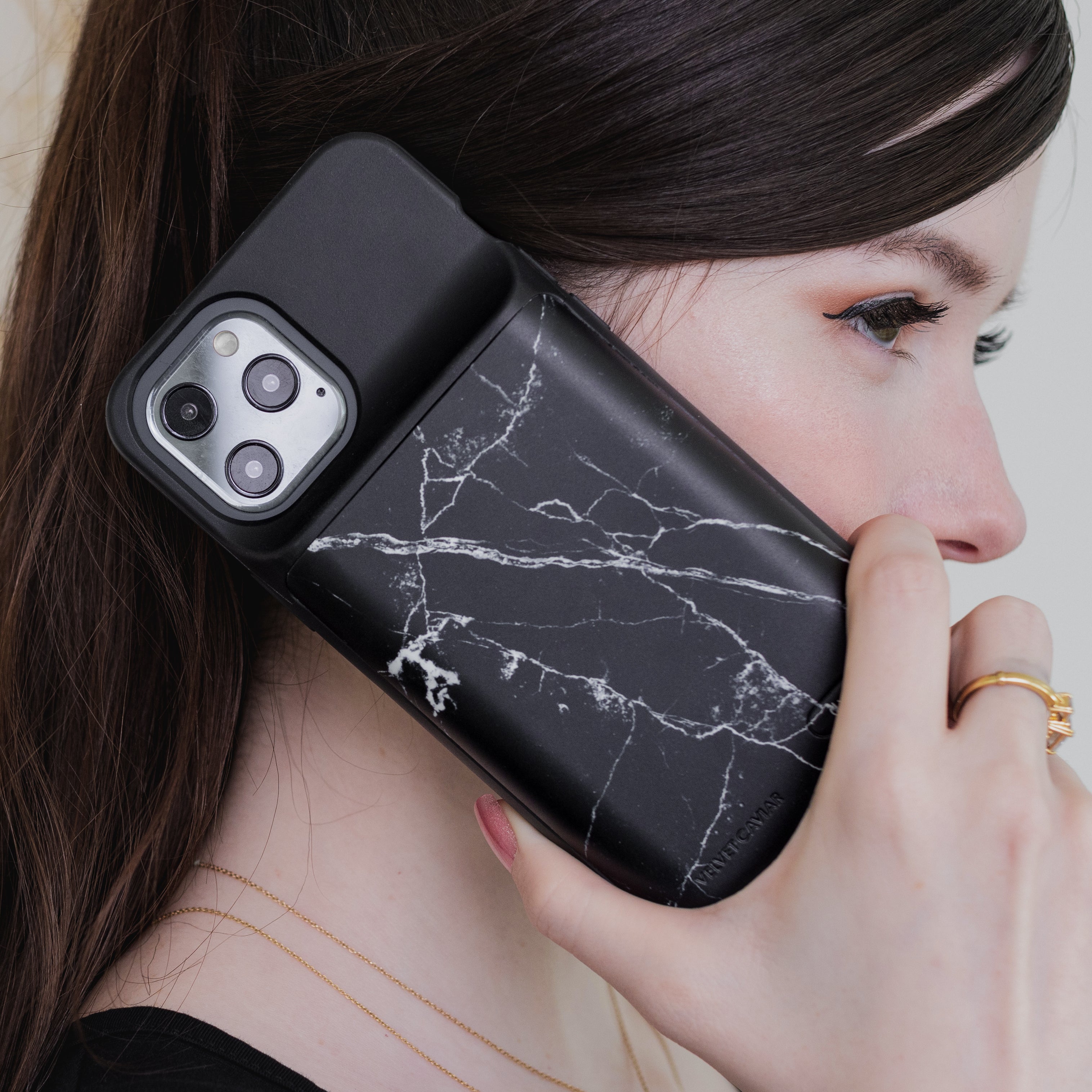 Black Marble iPhone Charging Case - Slim Protective Battery Case for iPhone 12/13/14 Pro Max - 5000mAh Portable Charger for Travel, Work & Daily Use