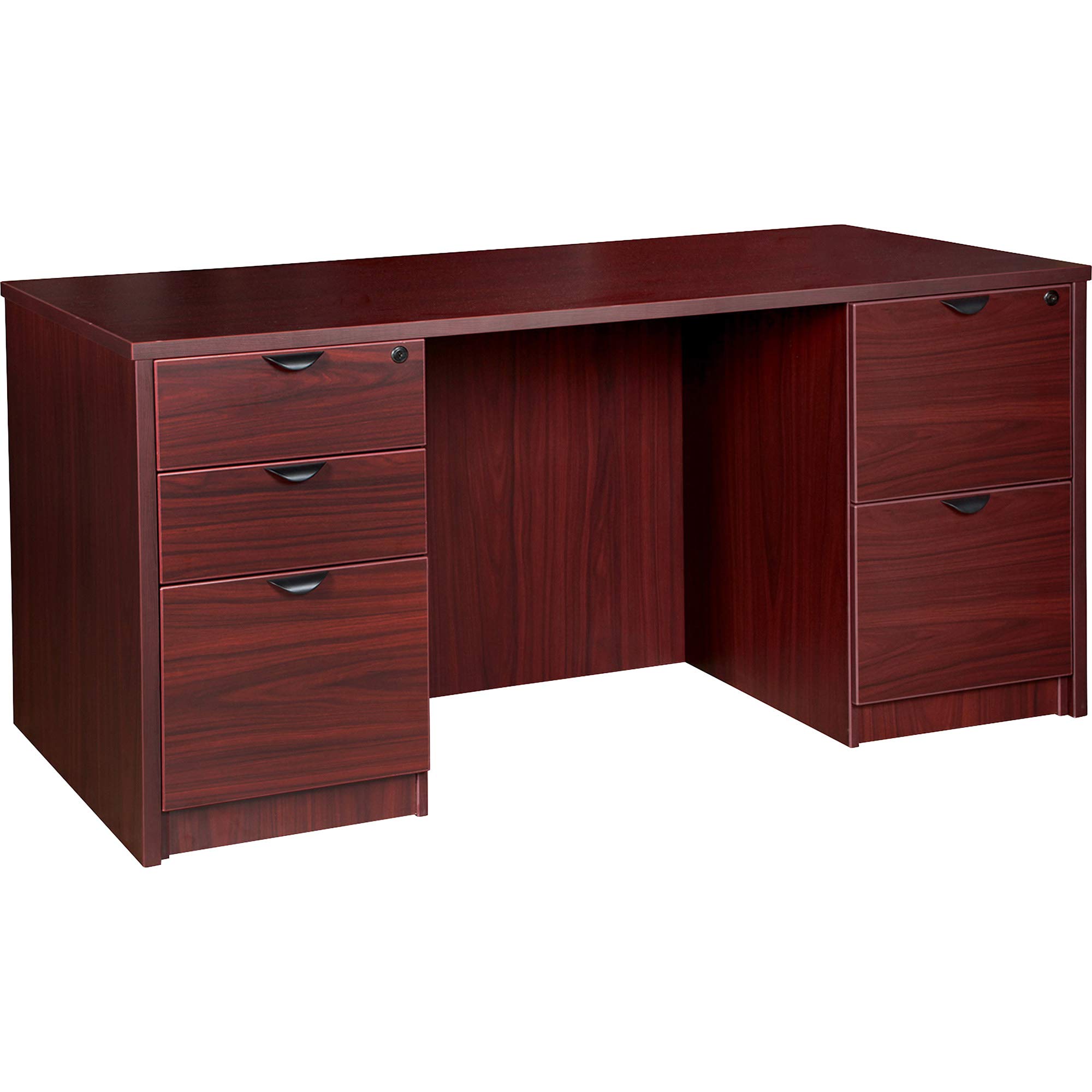 Lorell Prominence 2.0 Mahogany Laminate Double-Pedestal Desk - Executive Office Desk with Spacious Work Surface for Home & Business Workspaces