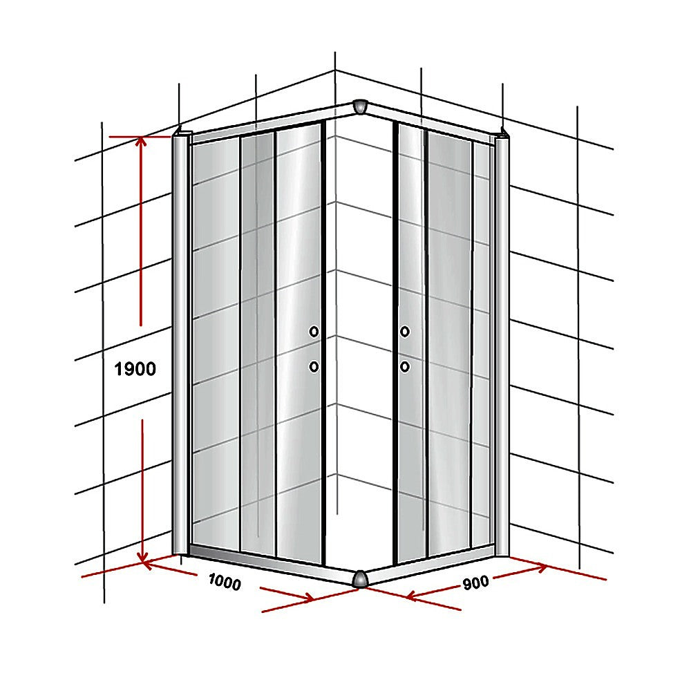 Della Francesca 1000 x 900mm Sliding Door Shower Screen with Nano Safety Glass - Tempered Glass Bathroom Enclosure for Modern Homes & Hotels
