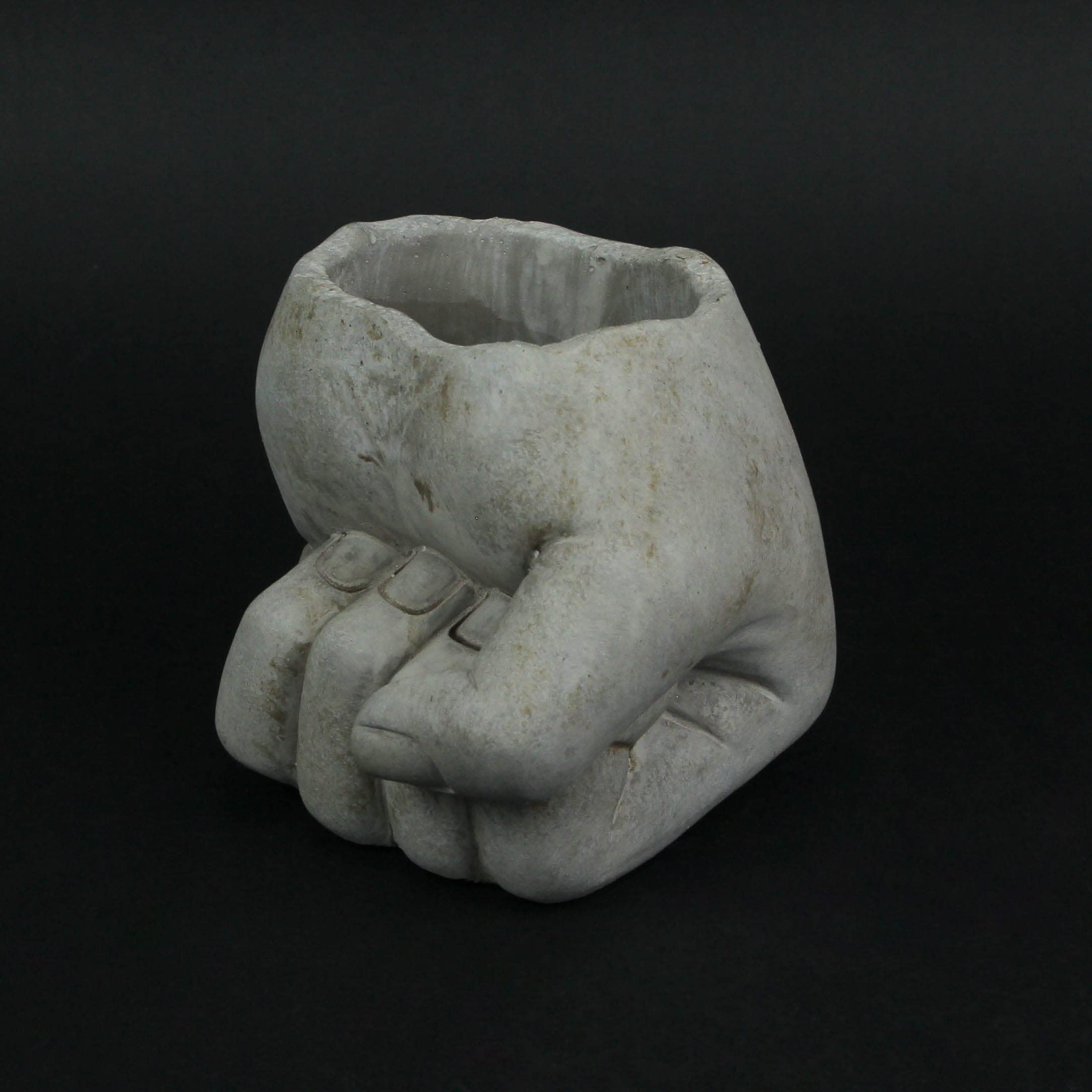 7 Inch Concrete Planter - Hand Fist Bump Design for Plants & Succulents | Unique Candle Holder | Perfect for Home Decor, Office Desk & Garden Centerpieces