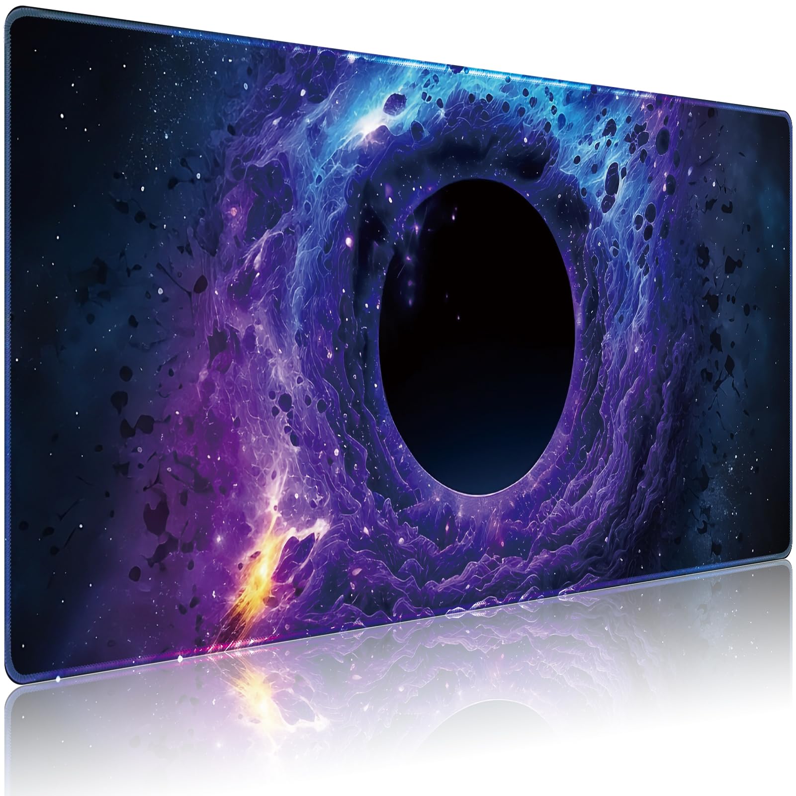 Ultra Large Gaming Mouse Pad - 35.4 x 15.7 Inch XXXL Desk Mat with Non-Slip Rubber Base, Thick Ergonomic Mousepad for PC, Laptop, Office & Home Workspace - Nebula Black Hole Design - Perfect for Gamers, Programmers & Professionals