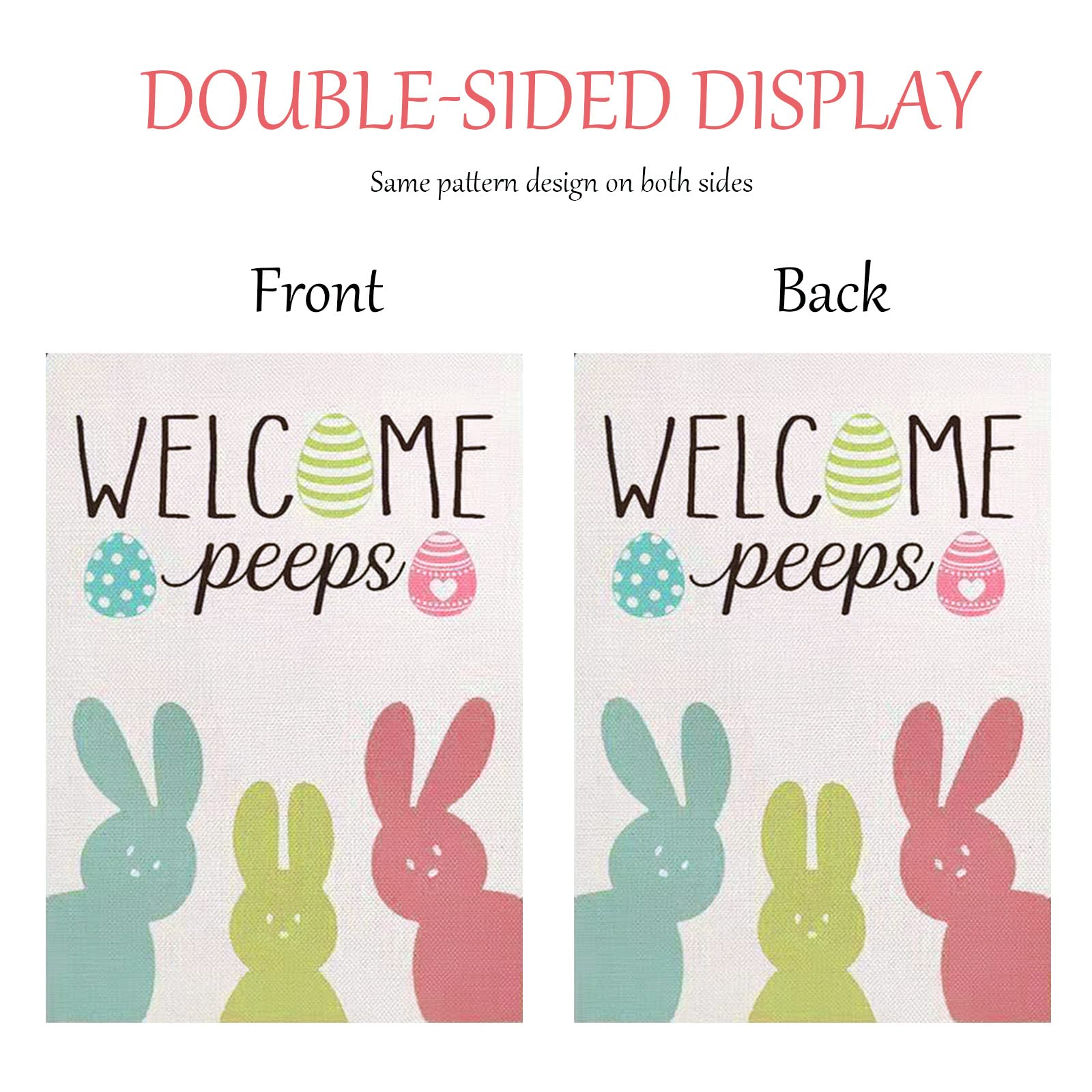 Easter House Flag 12×18 Inch - Double Sided Burlap Vertical Garden Flag for Spring & Summer Decor | Farmhouse Yard, Outdoor, Porch, Welcome Decoration