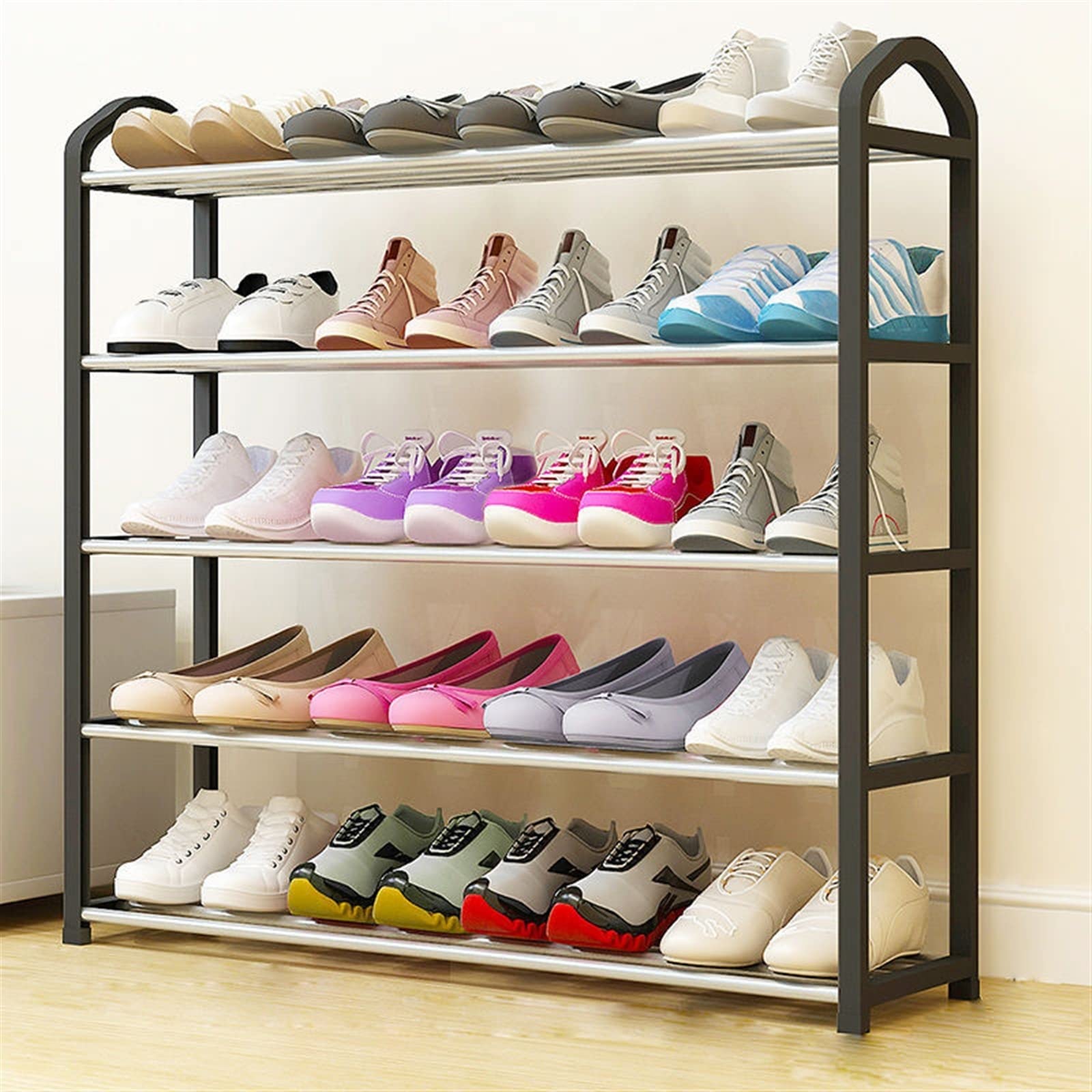 KTTGYRE 5-Tier Stackable Shoe Rack - Expandable Adjustable Shoe Storage Organizer Holds 20 Pairs - Space Saving Shoe Cabinet for Entryway, Hallway, Closet & Bedroom - Perfect for Small Spaces & Home Organization