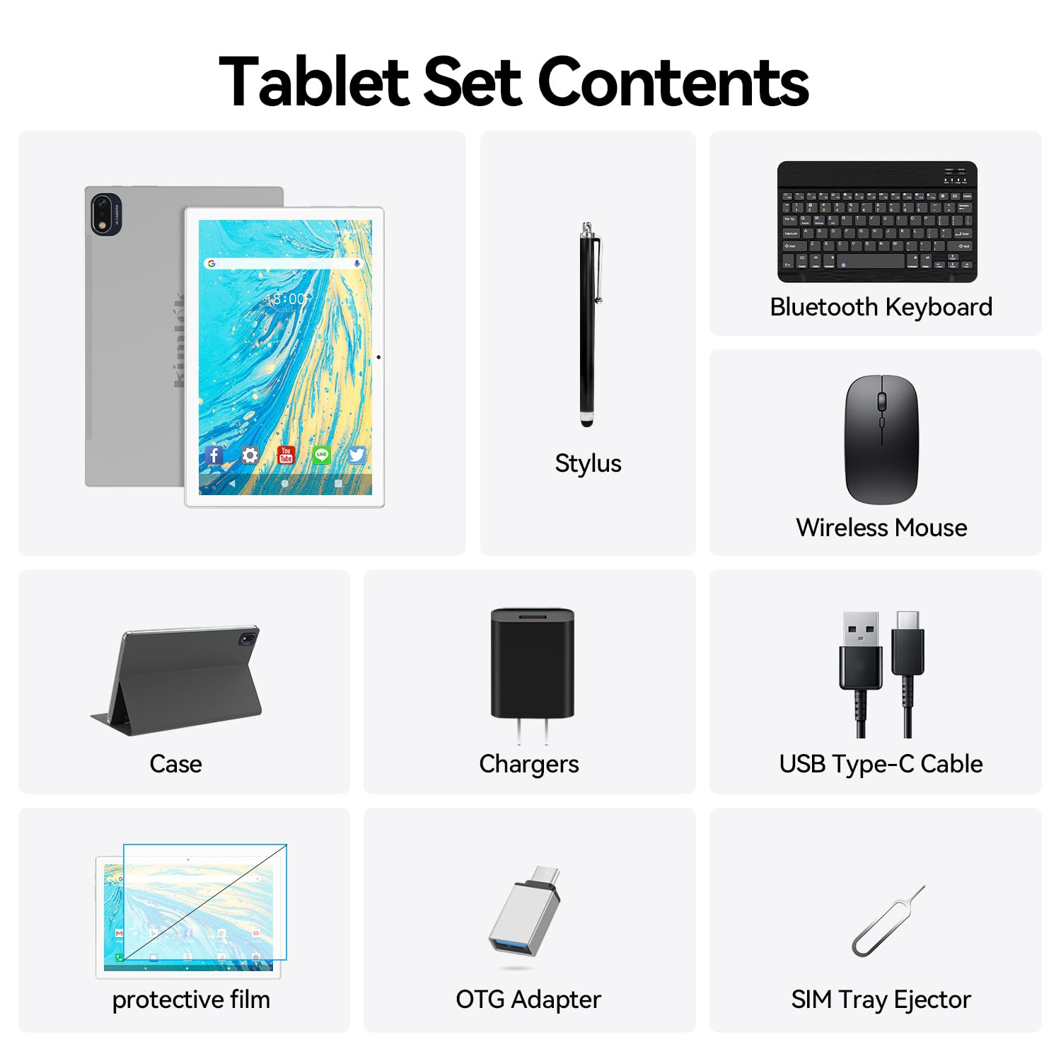 **2025 Latest Android 13 Tablet - 10 Inch Octa-Core, 128GB ROM + 16GB RAM (8+8 Virtual), 1TB Expandable, 5G WiFi, 13MP+8MP Camera, 8000mAh Battery - 2-in-1 Tablet with Keyboard, Mouse & Case - Perfect for Work, Study & Entertainment**