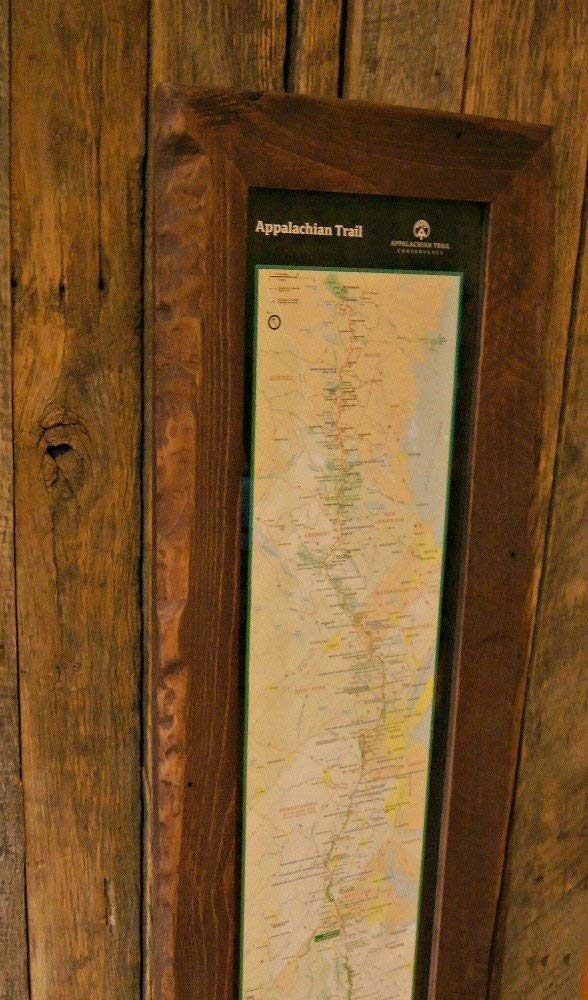 Extra Large Framed Glass Appalachian Trail Map Sign - Wall Decor for Hiking Enthusiasts, Perfect for Living Room, Office & Cabin Decor