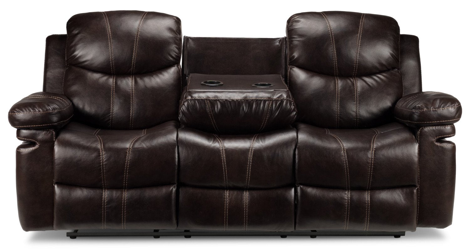 Barcelona II Reclining Sofa - Dark Brown Leather Living Room Couch for Home Theater & Family Relaxation