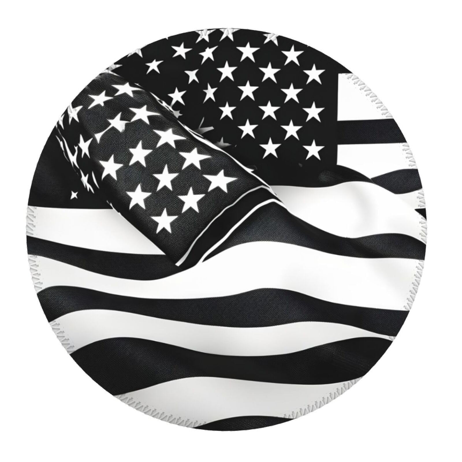 Black and White American Flag Round Mouse Pad - 8 Inch Non-Slip Gaming Mousepad for PC & Laptop - Durable Desk Accessory for Office, Home & Gaming Setup