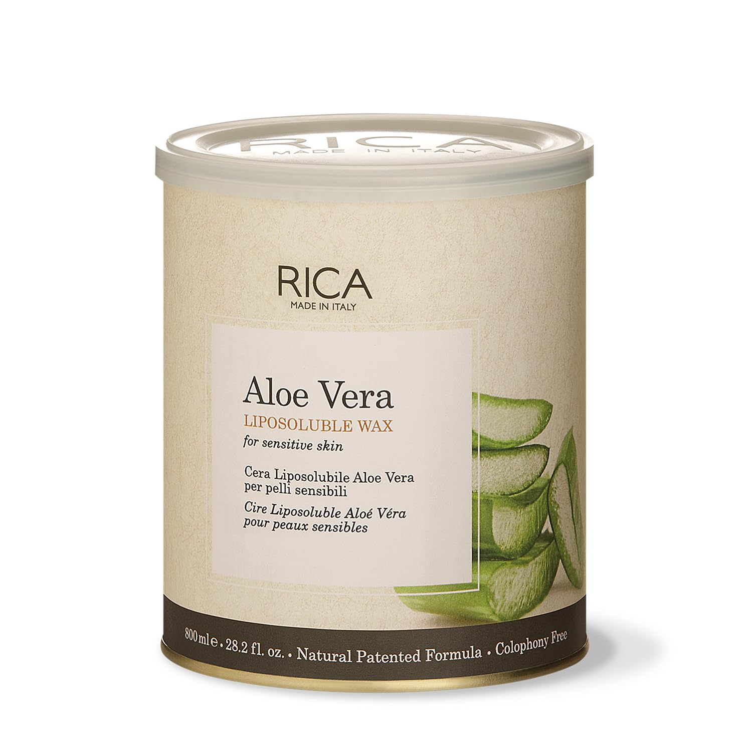 Rica Aloe Vera Liposoluble Wax for Sensitive Skin - Hair Removal Cream for Men & Women - Arms, Chest, Legs, Back & Full Body (800ml) - Gentle & Effective Waxing at Home for Smooth Skin