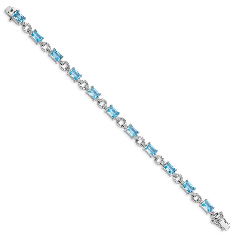 925 Sterling Silver Rhodium Plated Blue & Clear Cubic Zirconia CZ Bracelet for Women | Elegant Fashion Jewelry Gift for Birthday, Anniversary & Special Occasions | Perfect for Parties, Weddings & Evening Events