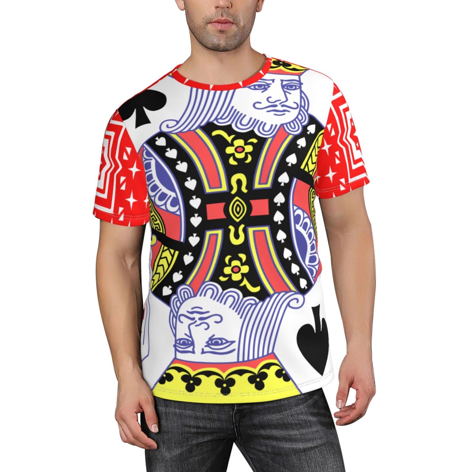 Men's Fashion Playing Cards Graphic T-Shirt - Short Sleeve Crewneck Cotton Tee for Casual Wear - Perfect for Game Nights, Parties & Everyday Outfits