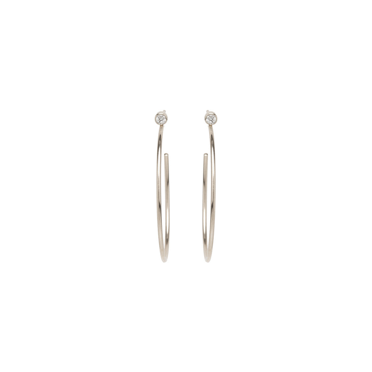 14K Gold Diamond Bezel Medium Hoop Earrings for Women - Elegant Everyday Jewelry for Work, Parties & Special Occasions