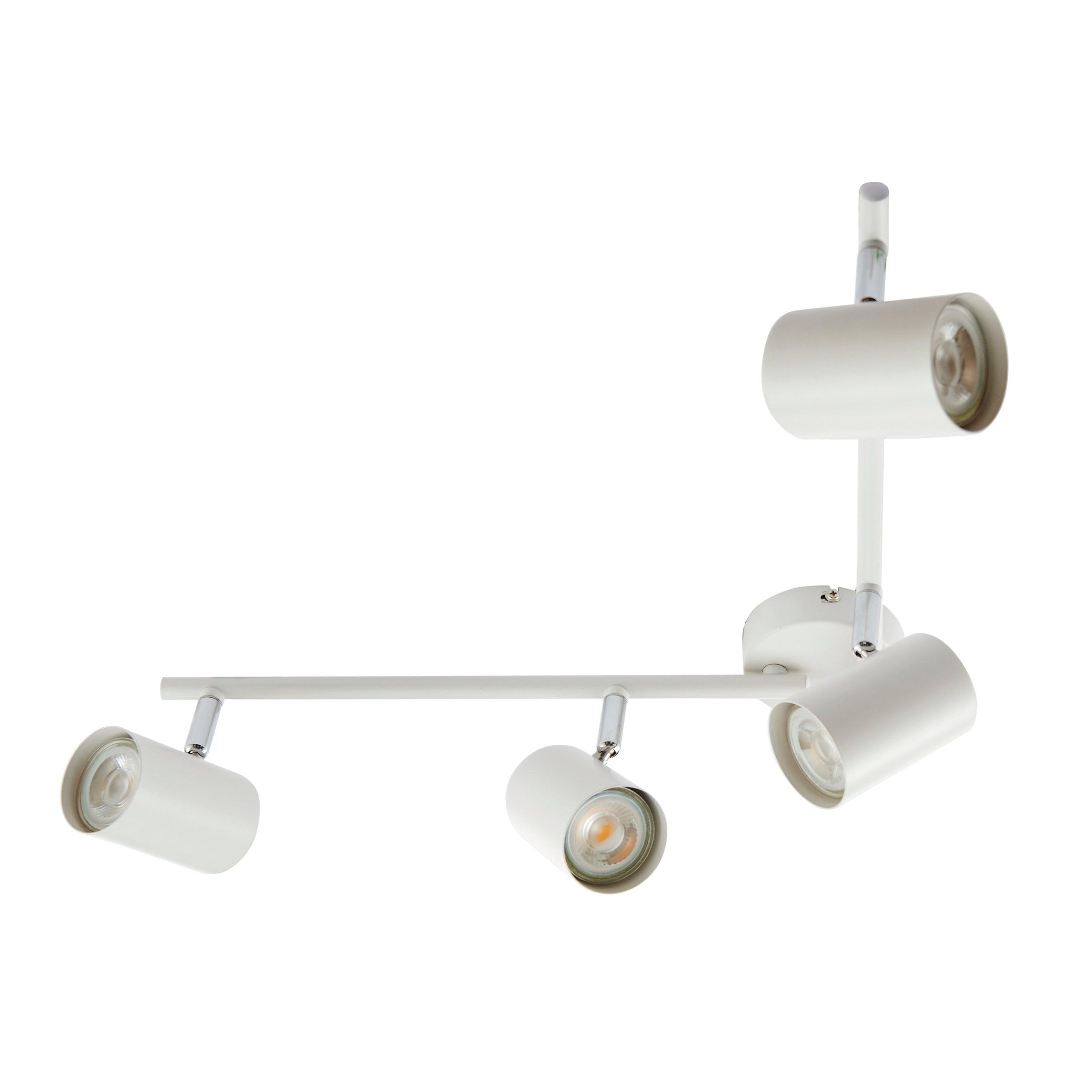 Arezzo 4-Light White LED Bar Spotlight Fixture 7W - Modern Lighting for Kitchen, Living Room & Bedroom