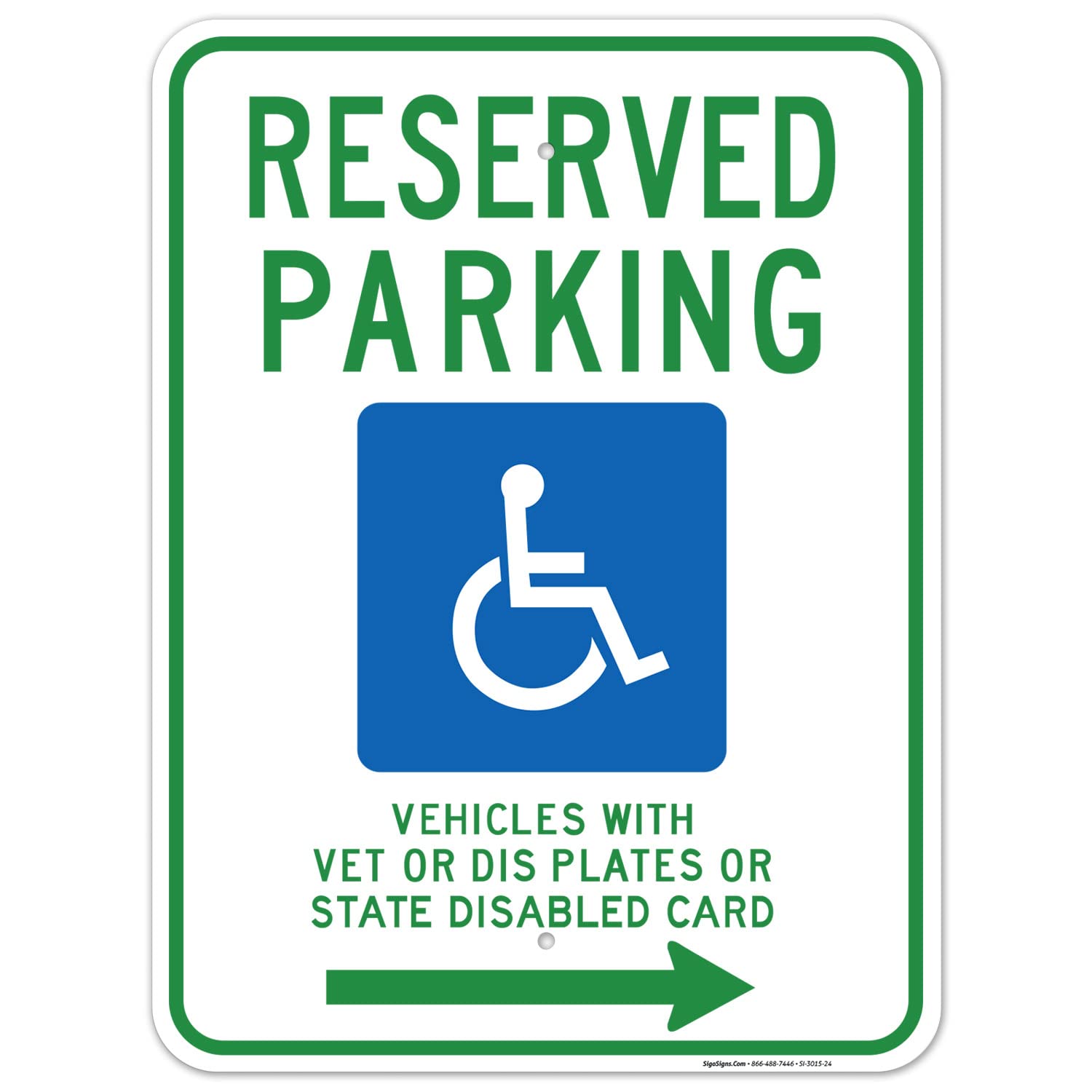 Wisconsin Handicap Parking Sign - Reserved Parking for Vehicles with Vet Plates or State Disabled Cards, 18x24 Inches, Rust-Free .063 Aluminum, Fade-Resistant, Made in USA - Perfect for ADA-Compliant Parking Spaces, Hospitals, and Public Facilities