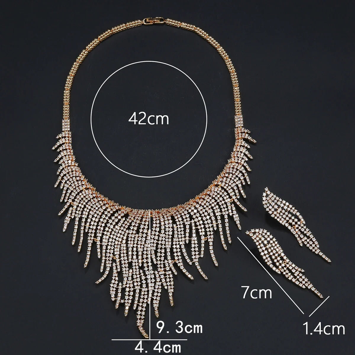 Luxury Cubic Zirconia Statement Necklace & Earrings Set for Women - Elegant Wedding, Party, Prom Jewelry - Perfect for Bridal, Evening Events & Special Occasions
