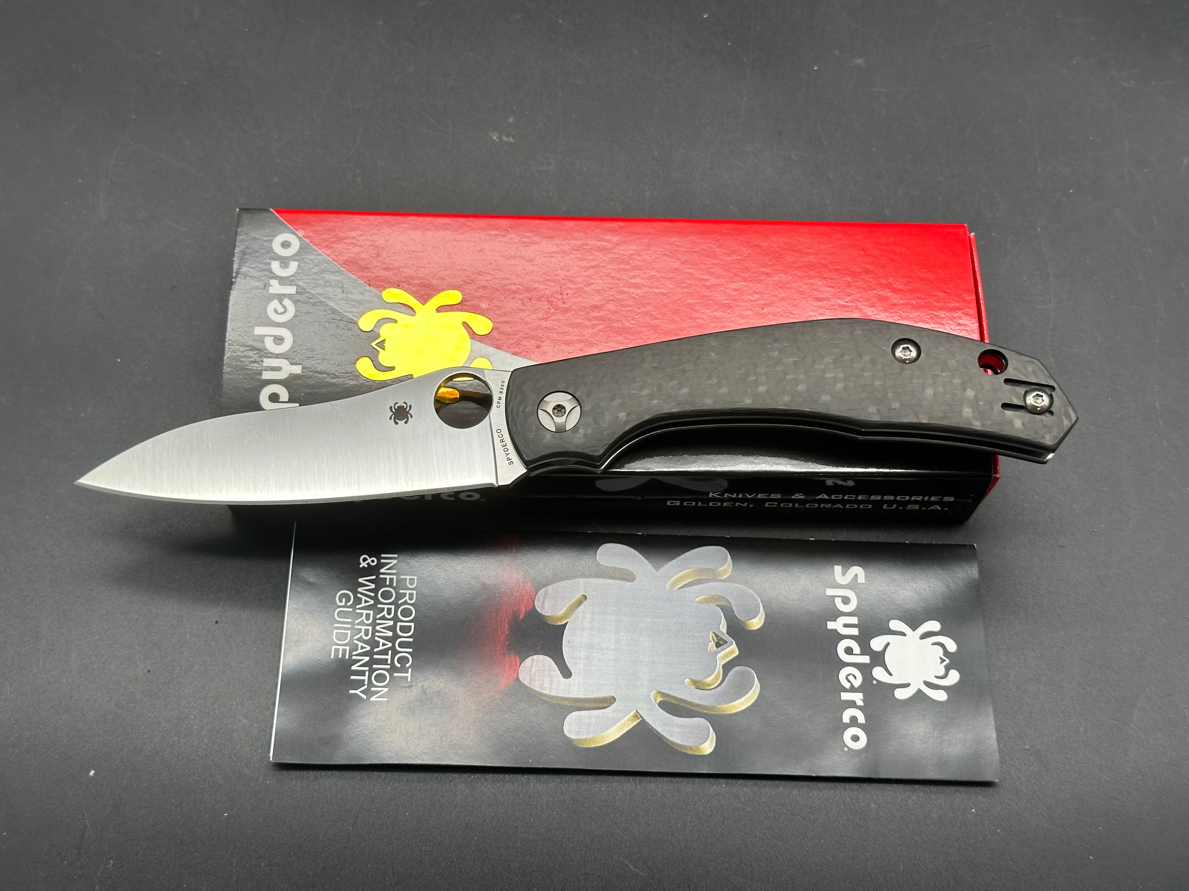 Spyderco Kapara Carbon Fiber Folding Knife with S30V Stainless Steel Blade - EDC, Outdoor, Camping & Everyday Carry