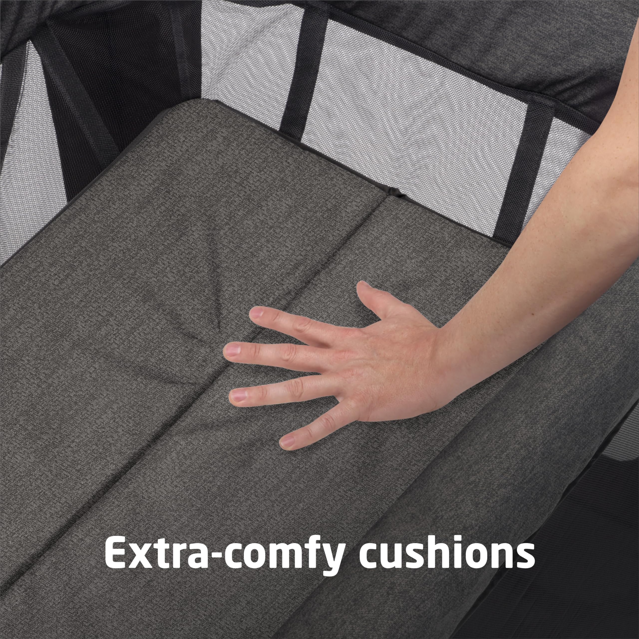 Maxi-Cosi Swift Baby Playpen with Mat - Portable Play Yard for Infants & Toddlers, Includes Bassinet & Pack n Play - Classic Graphite | Indoor & Outdoor Use for Home, Travel & Daycare