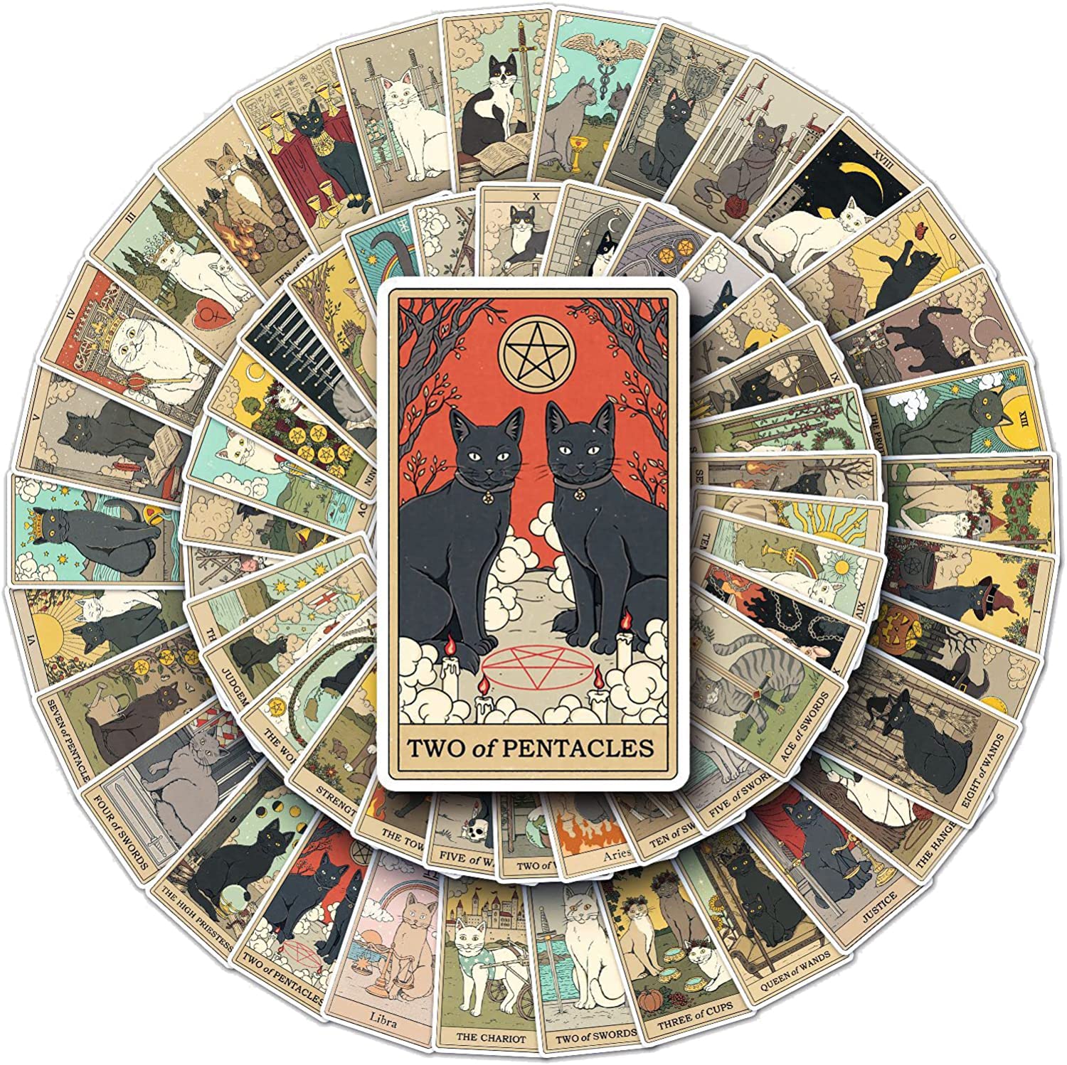 62 Pack Tarot Myth Magic Astrology Divination Stickers - Waterproof Vinyl Decals for Laptop, Water Bottle, Hydro Flask, Skateboard & Phone - Perfect for Teens, Adults & Girls - Enhance Your Future Love & Fortune Readings