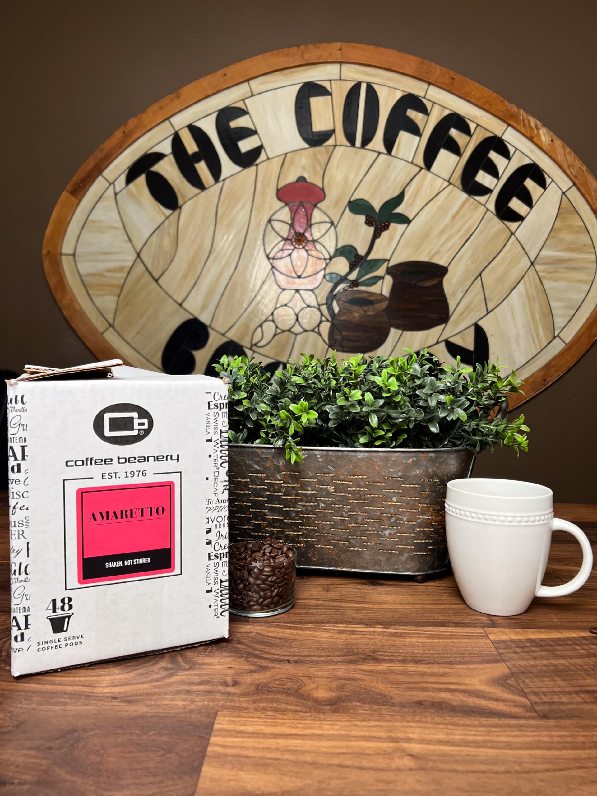 Coffee Beanery Amaretto Coffee Pods - 48 Count Bulk Medium Roast Arabica Coffee Capsules for Keurig Brewers | Perfect for Home, Office & Breakfast Use