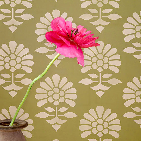 Jaipur Flower Garden Furniture Stencil - Reusable DIY Painting Template for Wood, Fabric & Walls - Perfect for Home Decor, Crafts & Upcycling Projects