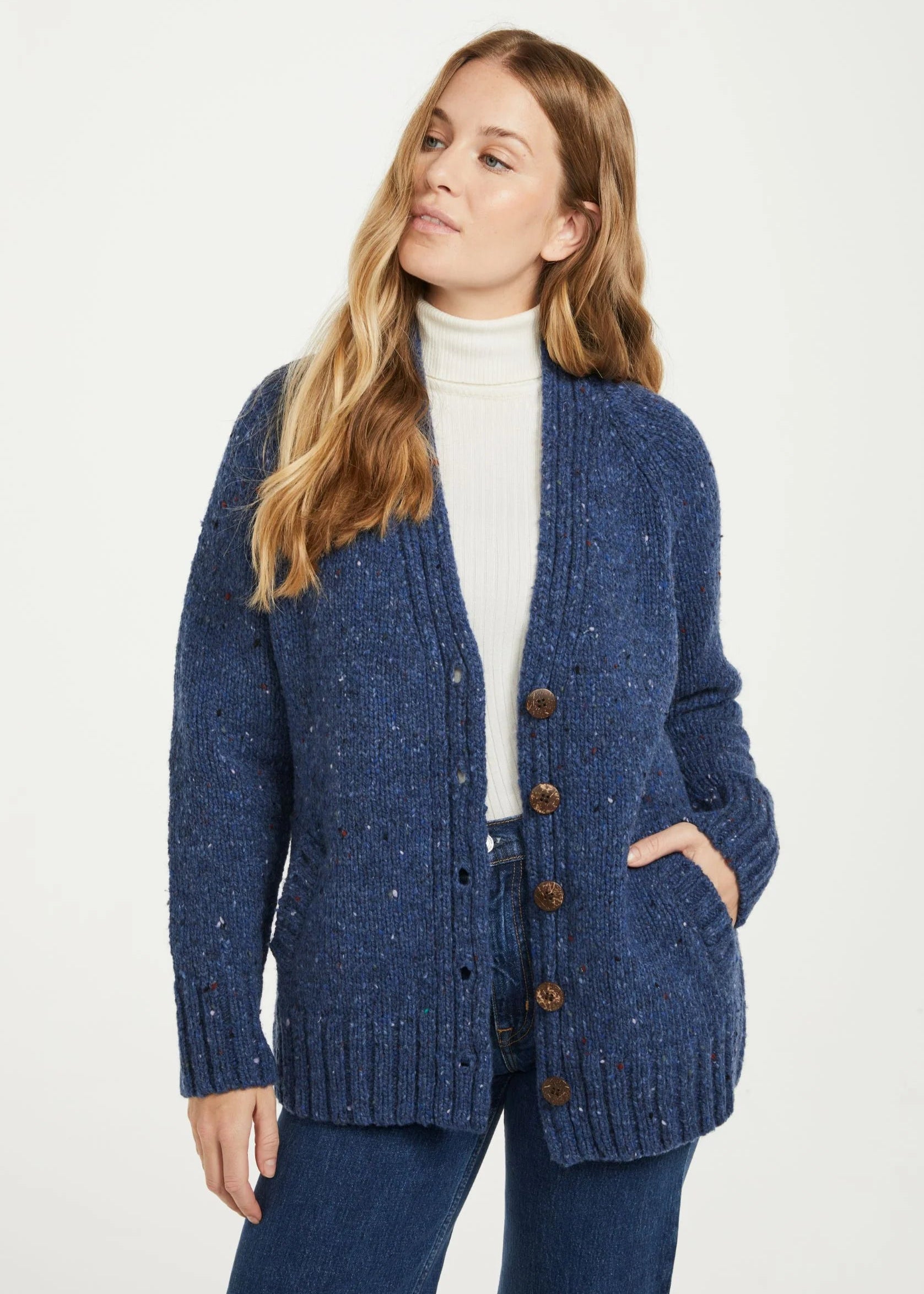 Stylish Blue Tweed Cardigan for Women - Perfect for Office Wear, Casual Outings & Fall Layering