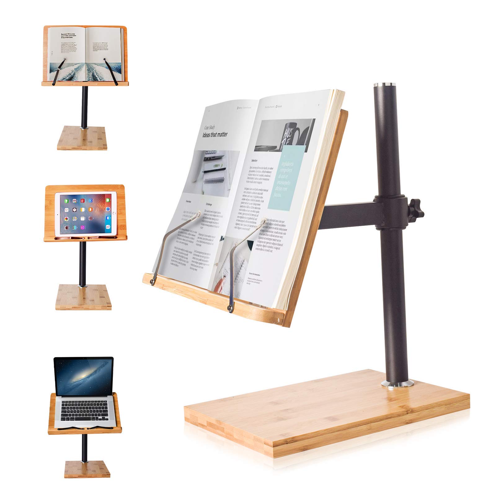 Adjustable Desktop Book Holder Stand - Large Size for Reading, Studying & Cooking - Hands-Free Page Holder for Books, Cookbooks & Textbooks