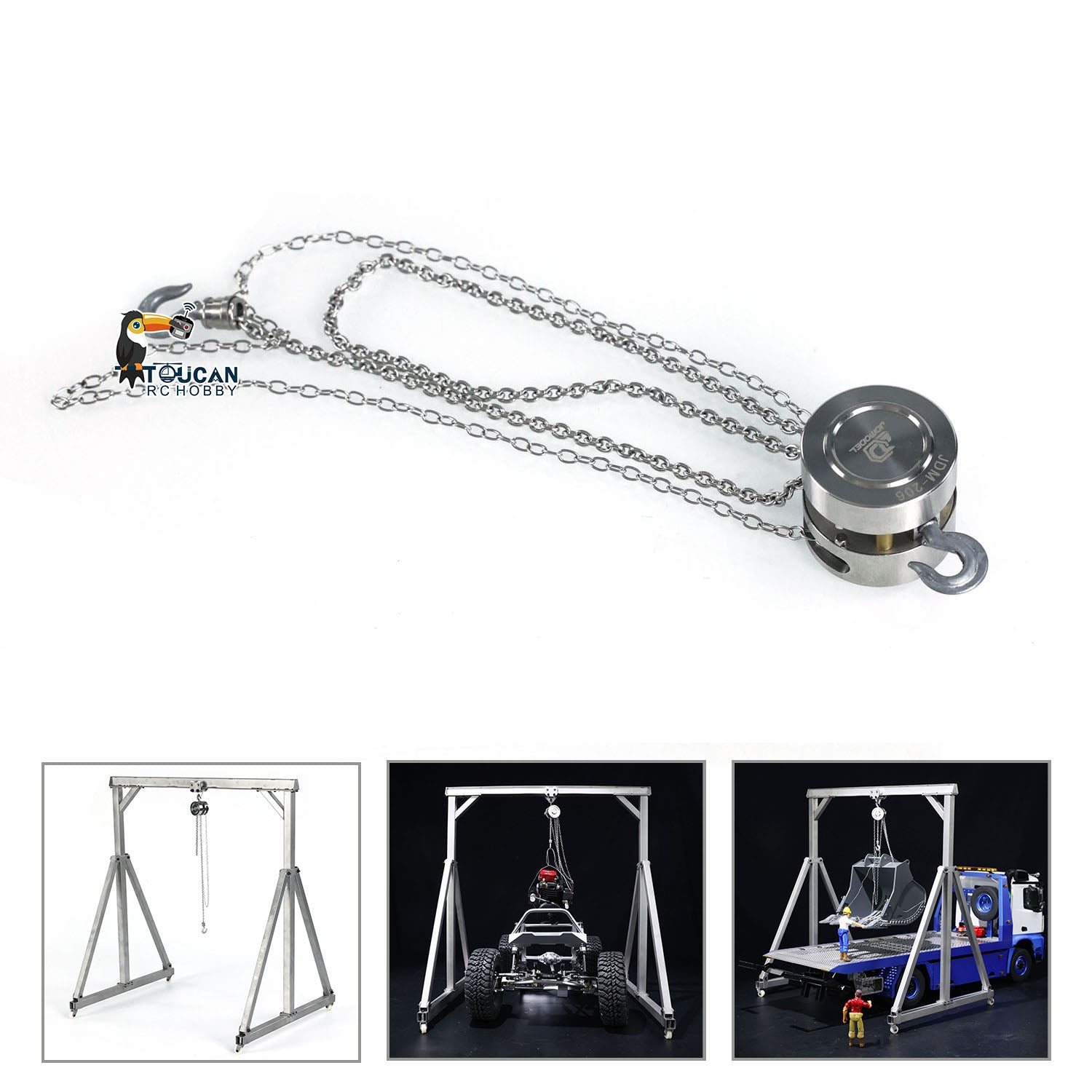 Heavy Duty 1/10 Scale JDM Metal Chain Lift Block Tackle Hoist for RC Gantry Crane, Remote Control Car, Tractor & Truck Models – Perfect for DIY Projects, Construction Simulation & Heavy Load Lifting Scenes